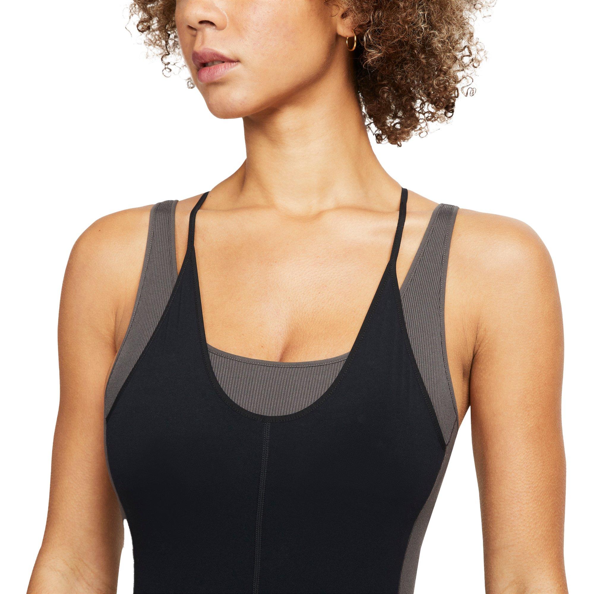 Nike Women's Yoga Dri-FIT Luxe 7/8 Color-Block Jumpsuit - BLACK Thumbnail View 5