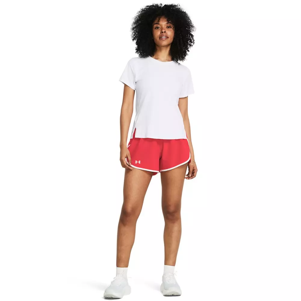 Under Armour Women's Fly-By 3" Shorts -Red/White - RED/WHITE