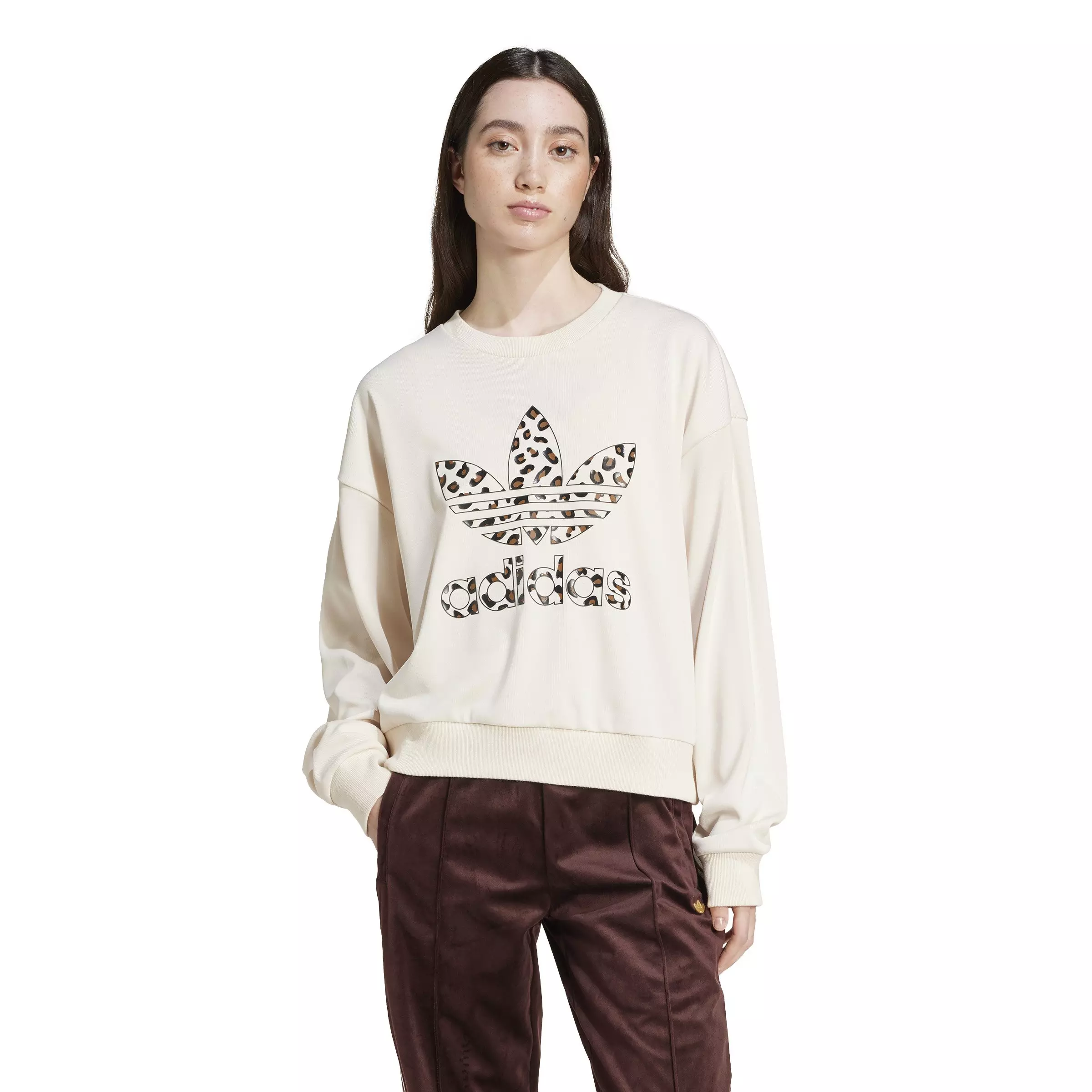 adidas Women's Originals Leopard Sweatshirt - White - WHITE