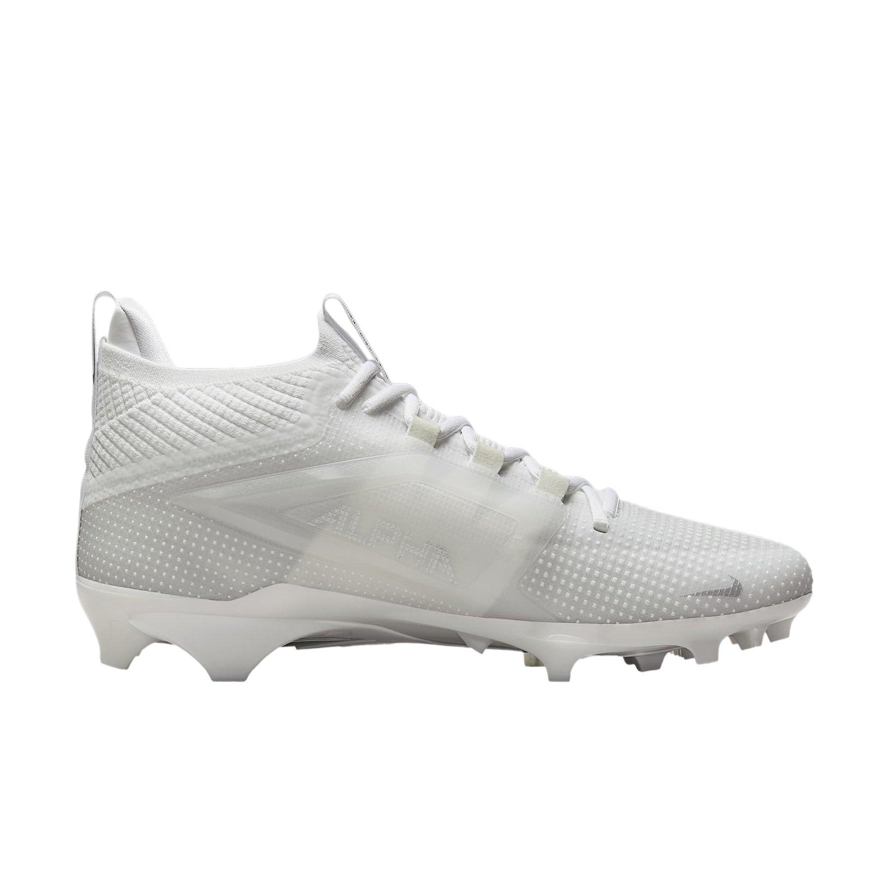Nike Alpha Menace 4 Elite "White/Metallic Silver" Men's Football Cleat - WHITE/SILVER Thumbnail View 1