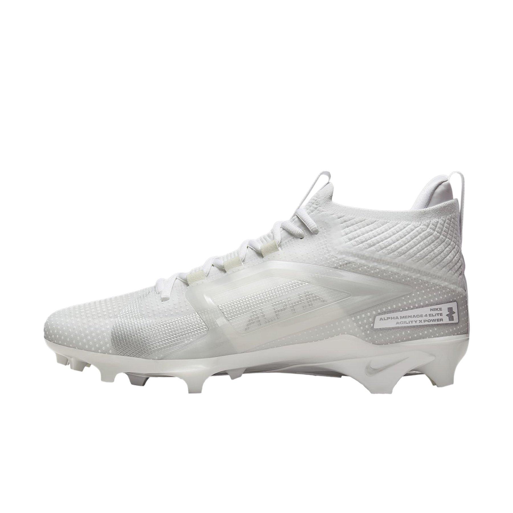 Nike Alpha Menace 4 Elite "White/Metallic Silver" Men's Football Cleat - WHITE/SILVER Thumbnail View 2