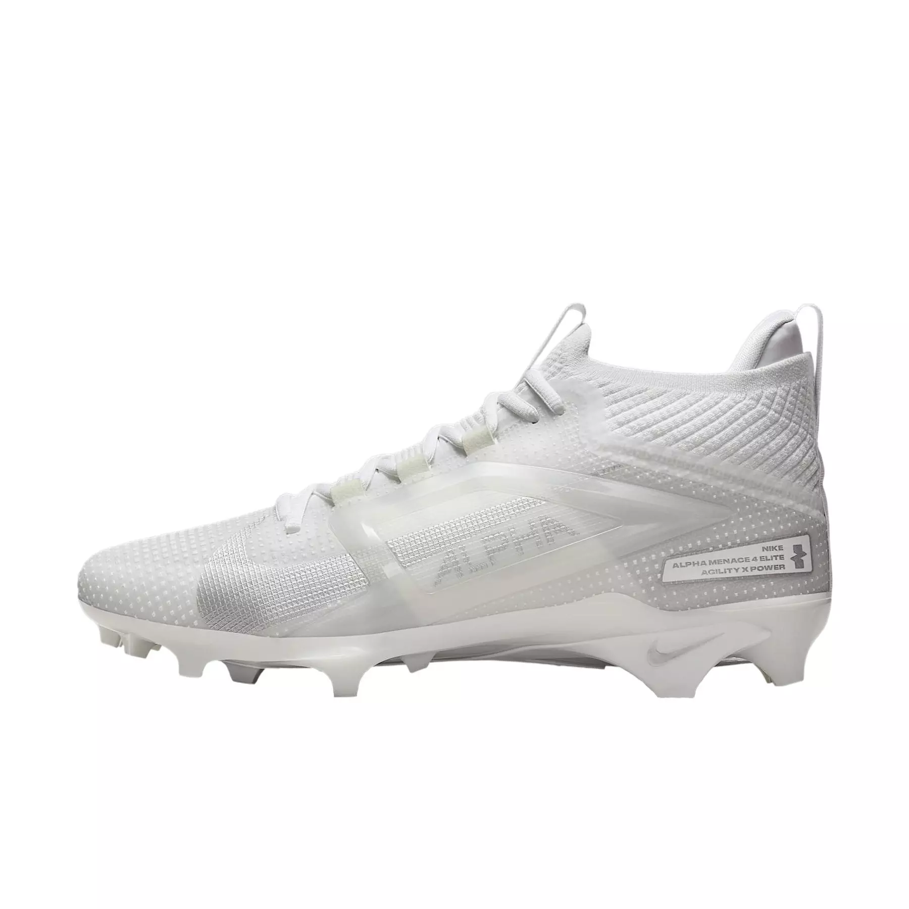 Nike Alpha Menace 4 Elite "White/Metallic Silver" Men's Football Cleat - WHITE/SILVER