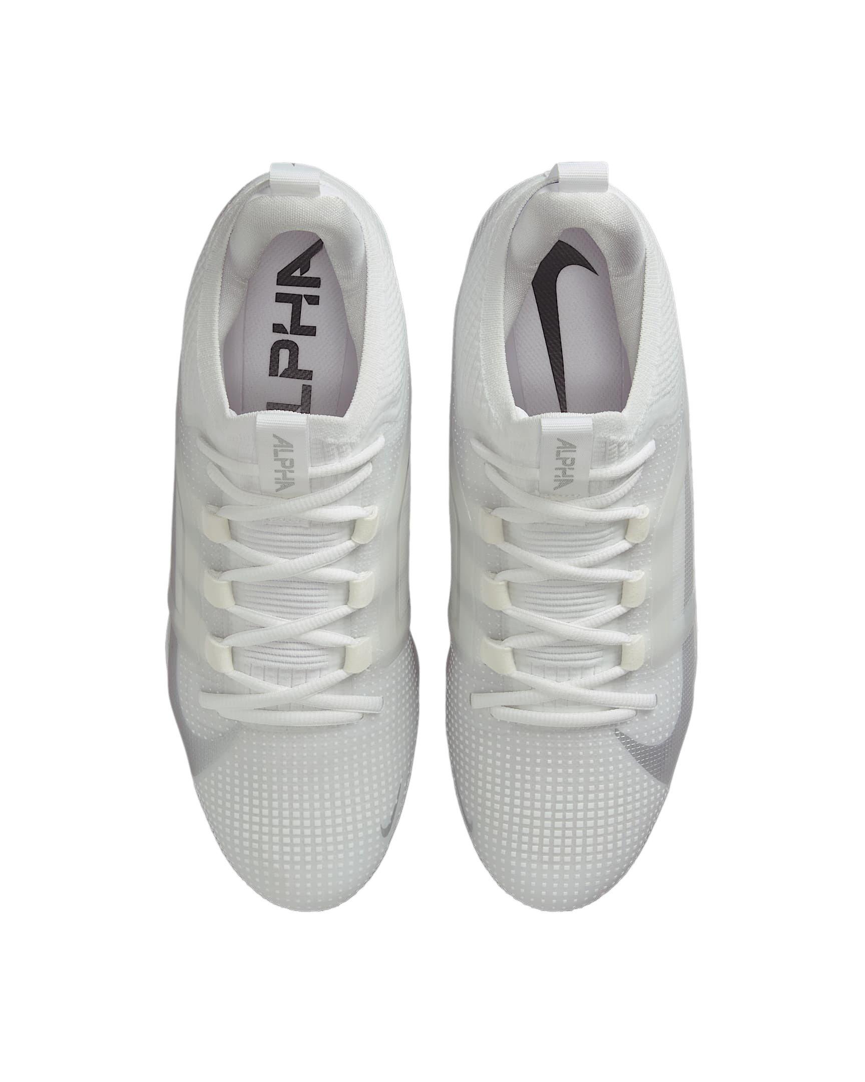 Nike Alpha Menace 4 Elite "White/Metallic Silver" Men's Football Cleat - WHITE/SILVER Thumbnail View 4