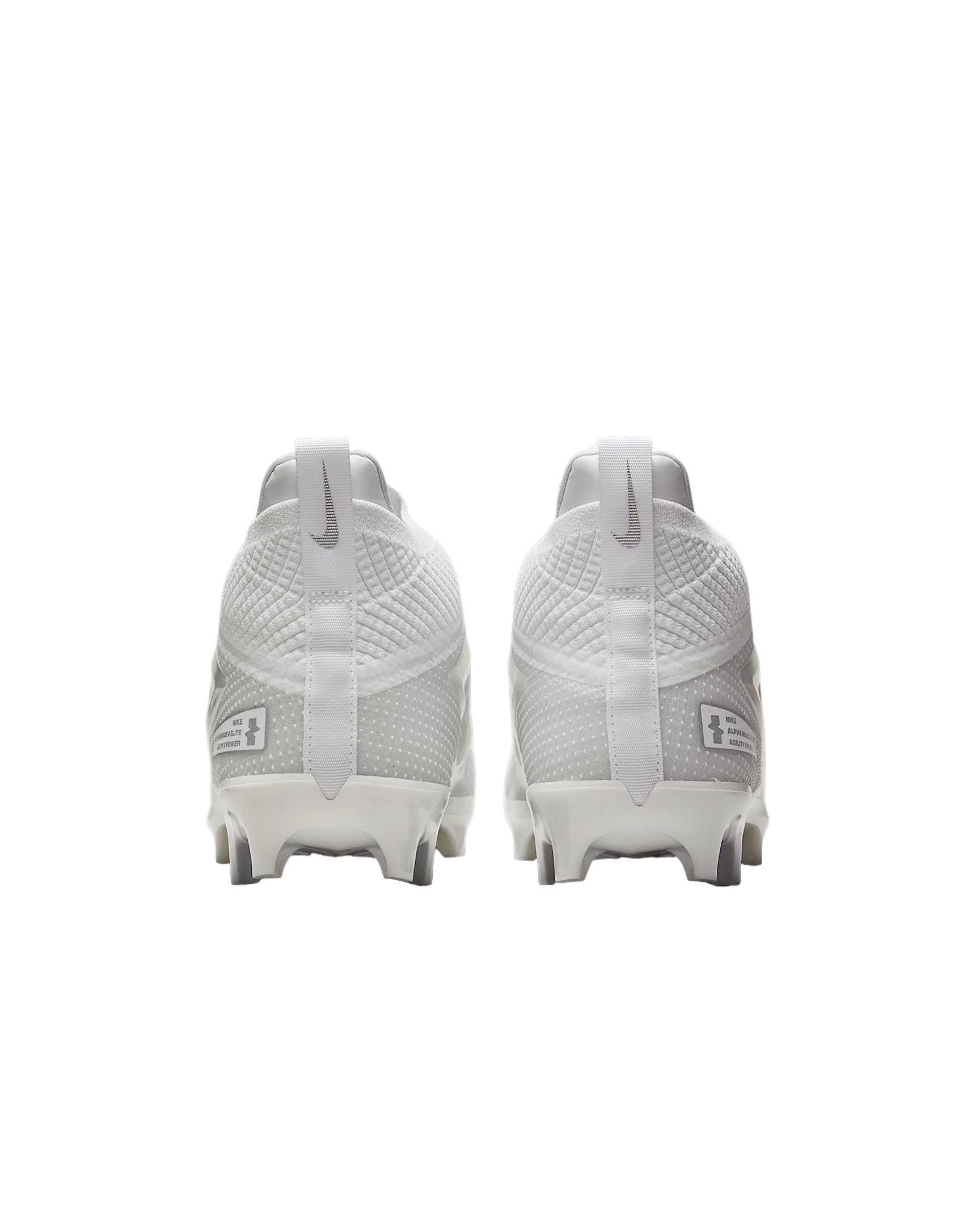 Nike Alpha Menace 4 Elite "White/Metallic Silver" Men's Football Cleat - WHITE/SILVER Thumbnail View 5