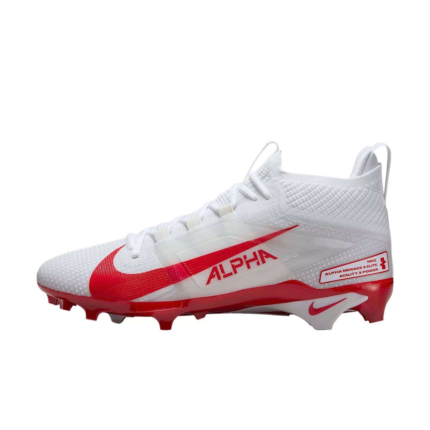 Nike Alpha Menace 4 Elite "White/University Red/Photon Dust/University Red" Men's Football Cleat - WHITE/RED/DUST/RED