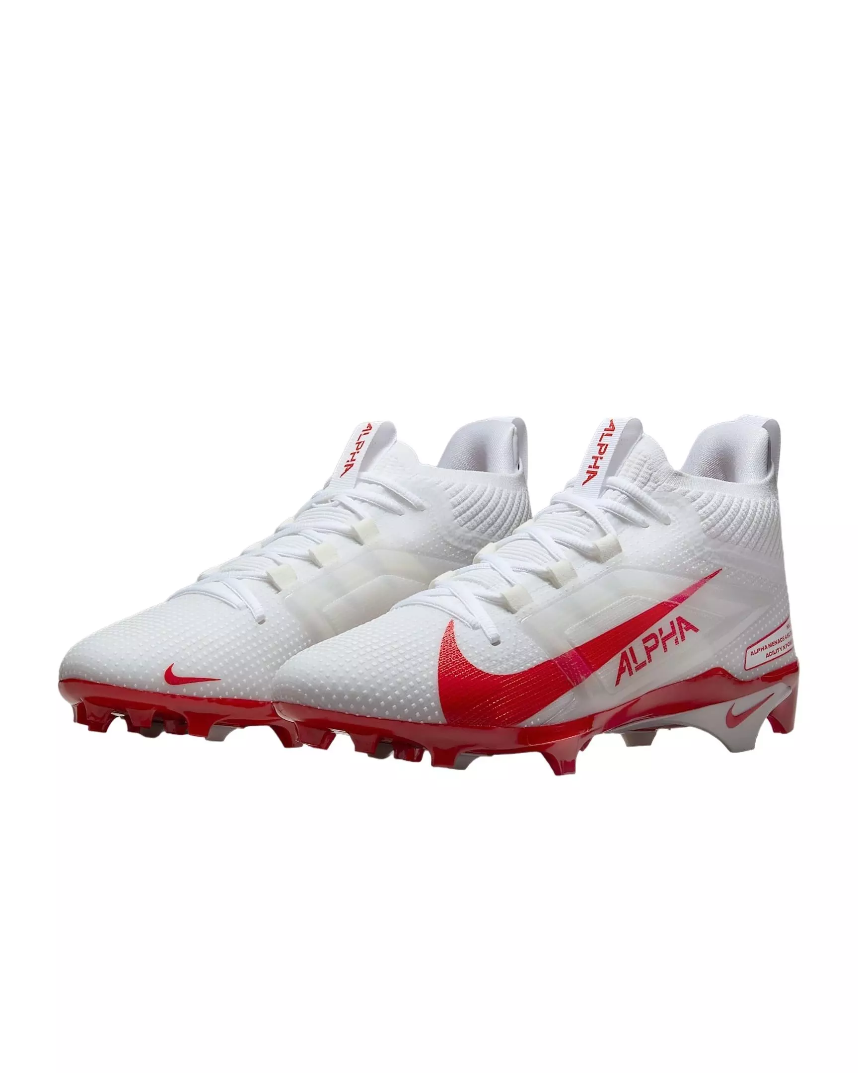 Nike Alpha Menace 4 Elite "White/University Red/Photon Dust/University Red" Men's Football Cleat - WHITE/RED/DUST/RED