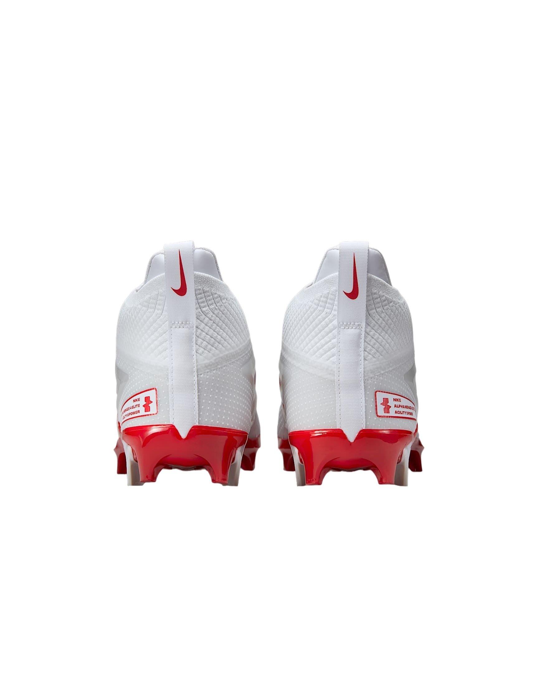 Nike Alpha Menace 4 Elite "White/University Red/Photon Dust/University Red" Men's Football Cleat - WHITE/RED/DUST/RED Thumbnail View 5