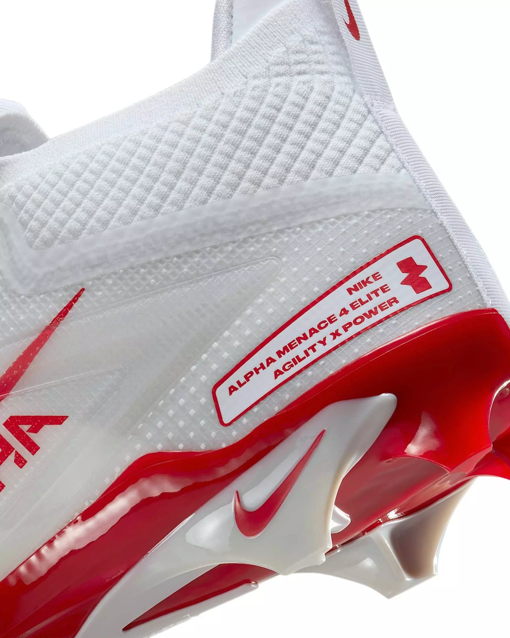 Nike Alpha Menace 4 Elite "White/University Red/Photon Dust/University Red" Men's Football Cleat - WHITE/RED/DUST/RED