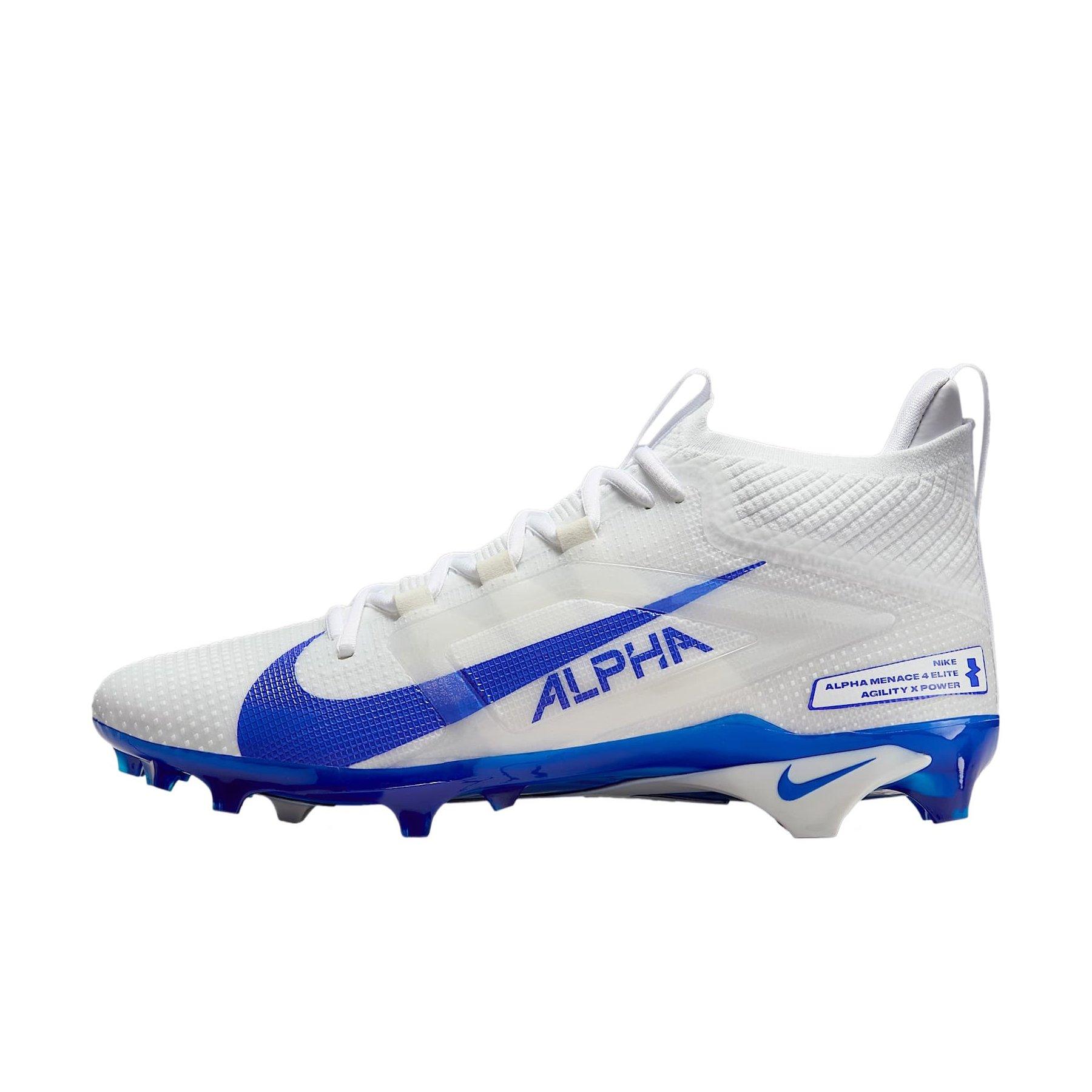 Nike Alpha Menace 4 Elite "White/Hyper Royal/Photon Dust/Hyper Royal" Men's Football Cleat - WHITE/ROYAL/DUST/ROYAL Thumbnail View 2