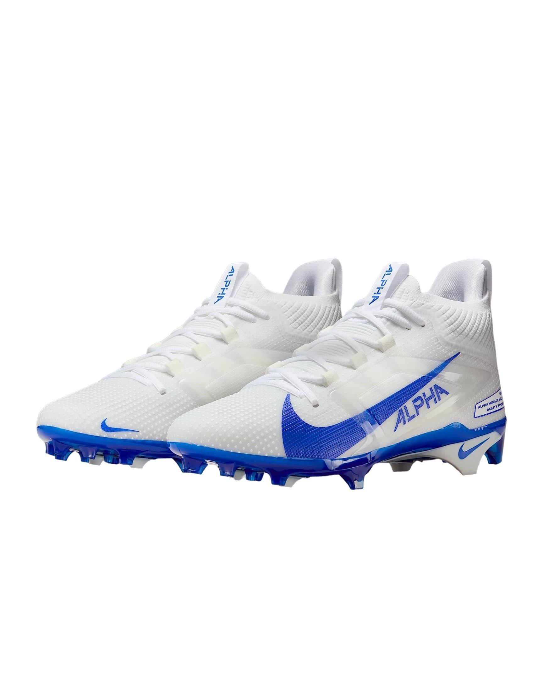 Nike Alpha Menace 4 Elite "White/Hyper Royal/Photon Dust/Hyper Royal" Men's Football Cleat - WHITE/ROYAL/DUST/ROYAL Thumbnail View 3
