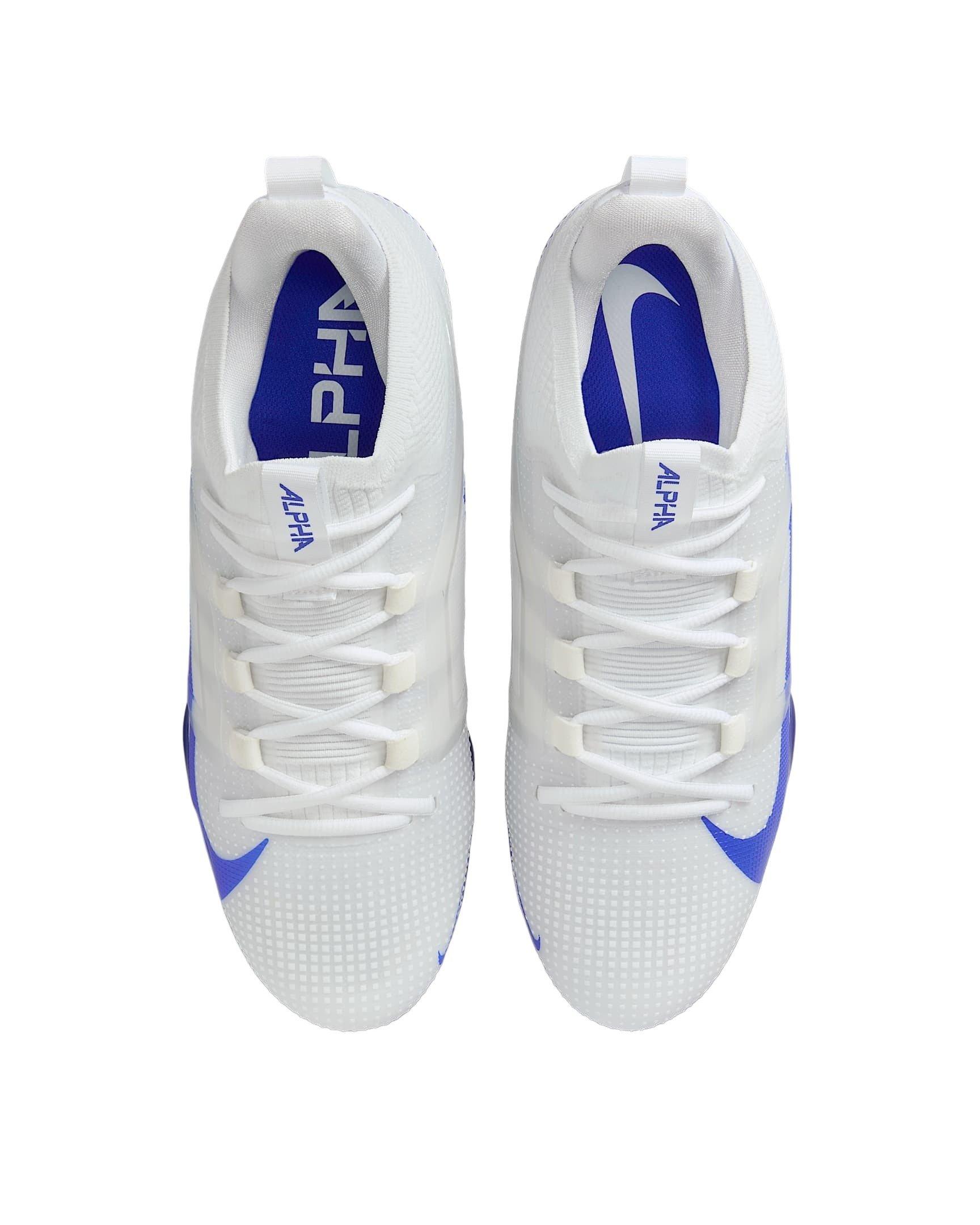 Nike Alpha Menace 4 Elite "White/Hyper Royal/Photon Dust/Hyper Royal" Men's Football Cleat - WHITE/ROYAL/DUST/ROYAL Thumbnail View 4