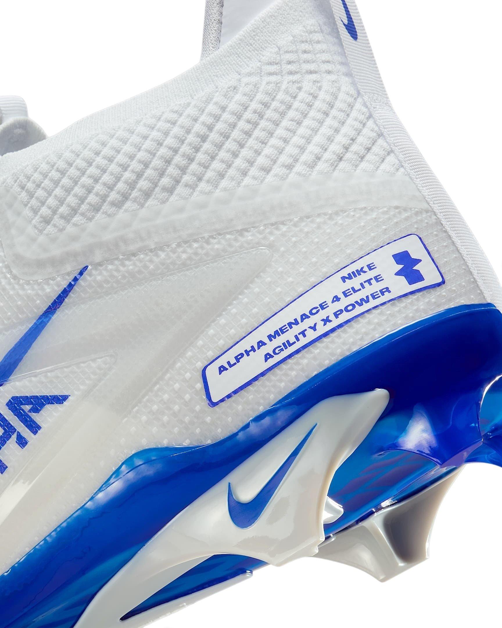 Nike Alpha Menace 4 Elite "White/Hyper Royal/Photon Dust/Hyper Royal" Men's Football Cleat - WHITE/ROYAL/DUST/ROYAL Thumbnail View 8
