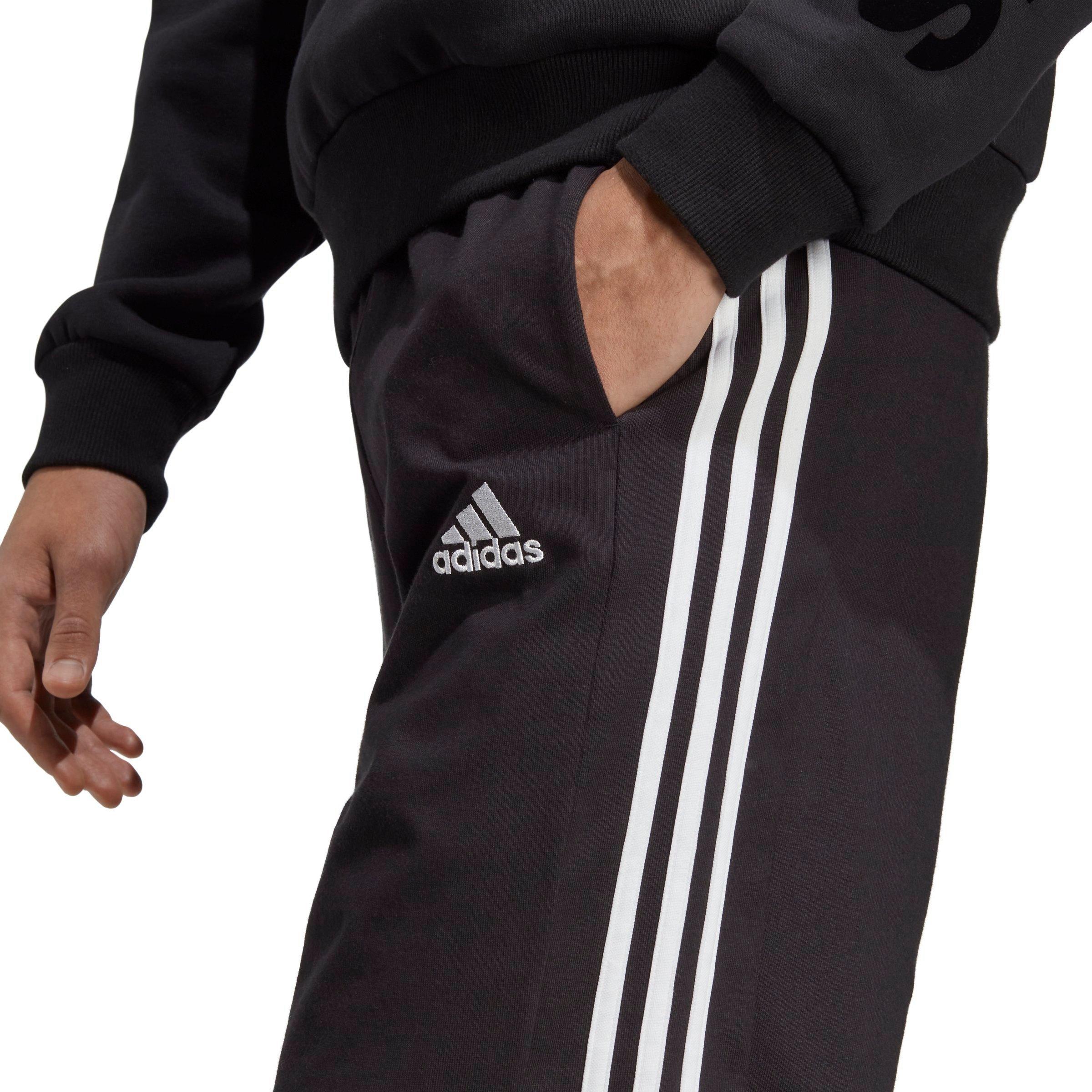 ad​idas Men's AEROREADY Essentials Single Jersey 3-Stripes Shorts-Black/ White - Hibbett | City Gear