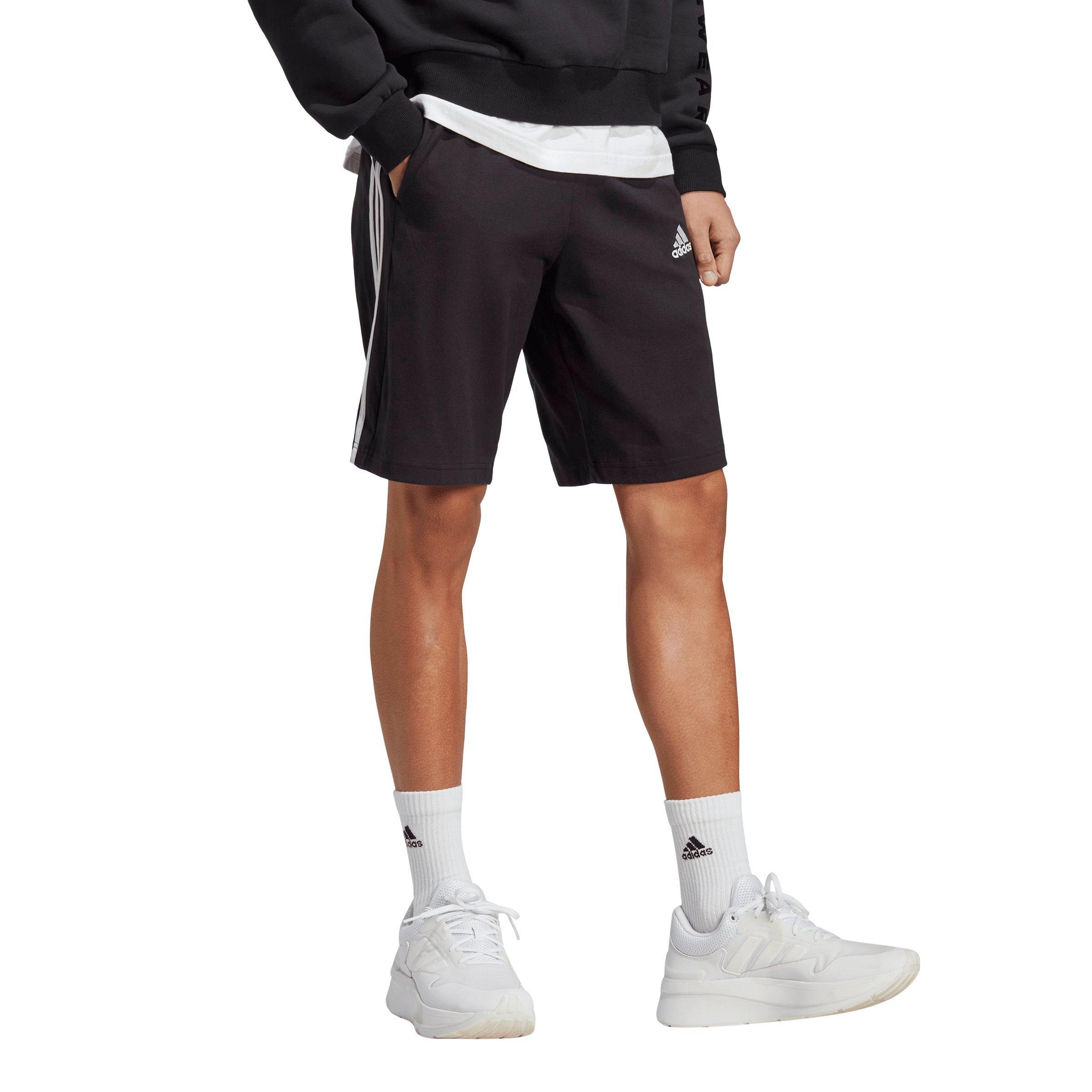 ad​idas Men's AEROREADY Essentials Single Jersey 3-Stripes Shorts-Black/ White - Hibbett | City Gear