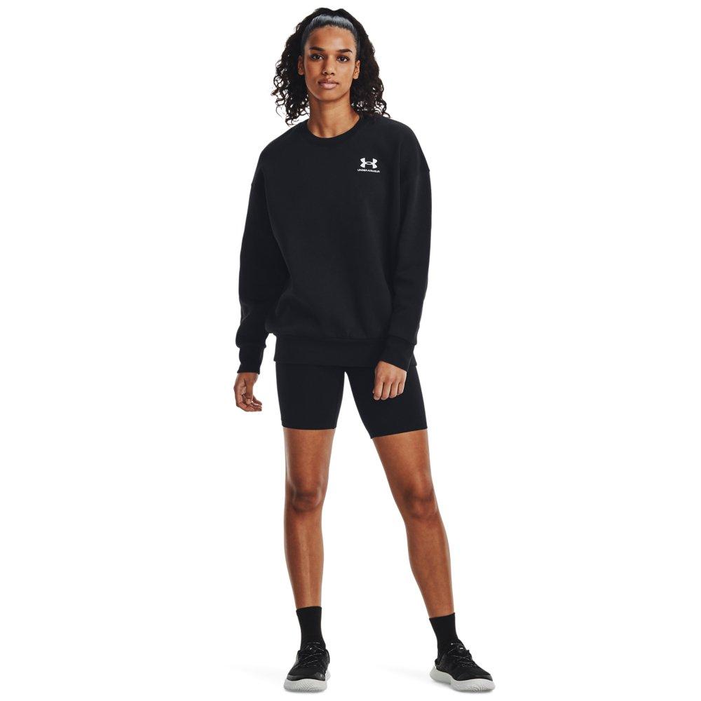 Under Armour Women's Essential Fleece Over-Sized Crew Sweatshirt - BLACK/WHITE Thumbnail View 3
