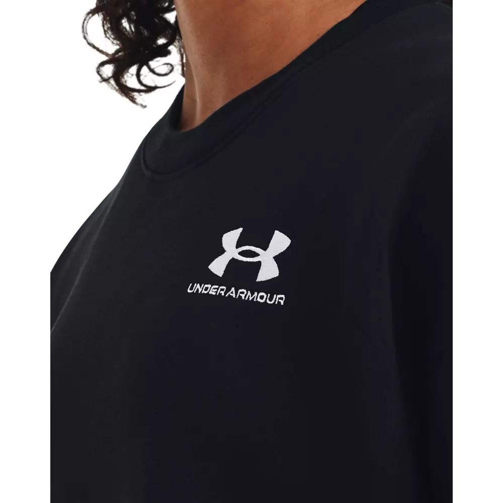 Under Armour Women's Essential Fleece Over-Sized Crew Sweatshirt - BLACK/WHITE