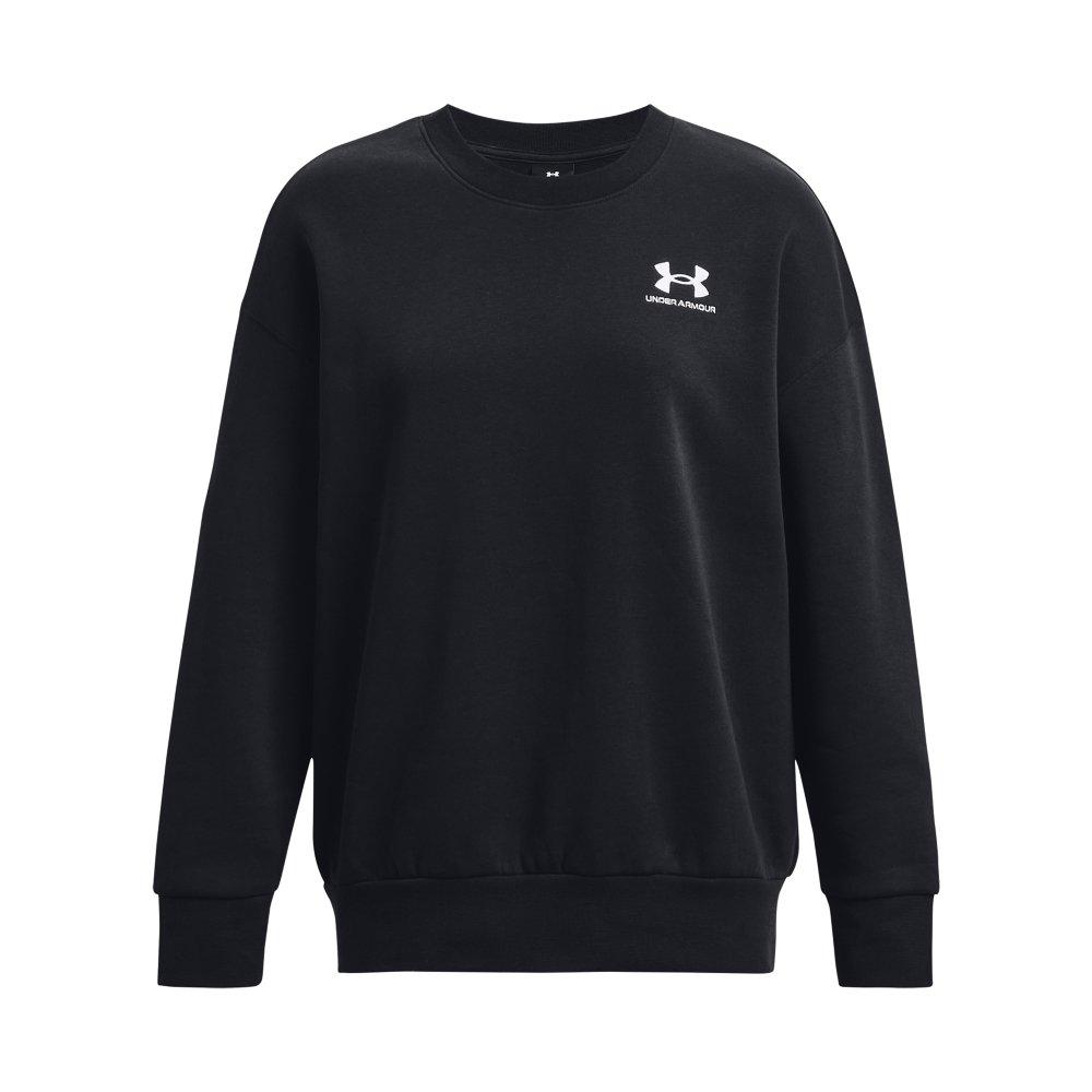 Under Armour Women's Essential Fleece Over-Sized Crew Sweatshirt - BLACK/WHITE Thumbnail View 5