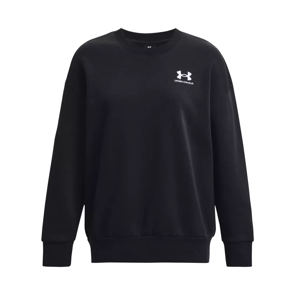 Under Armour Women's Essential Fleece Over-Sized Crew Sweatshirt - BLACK/WHITE