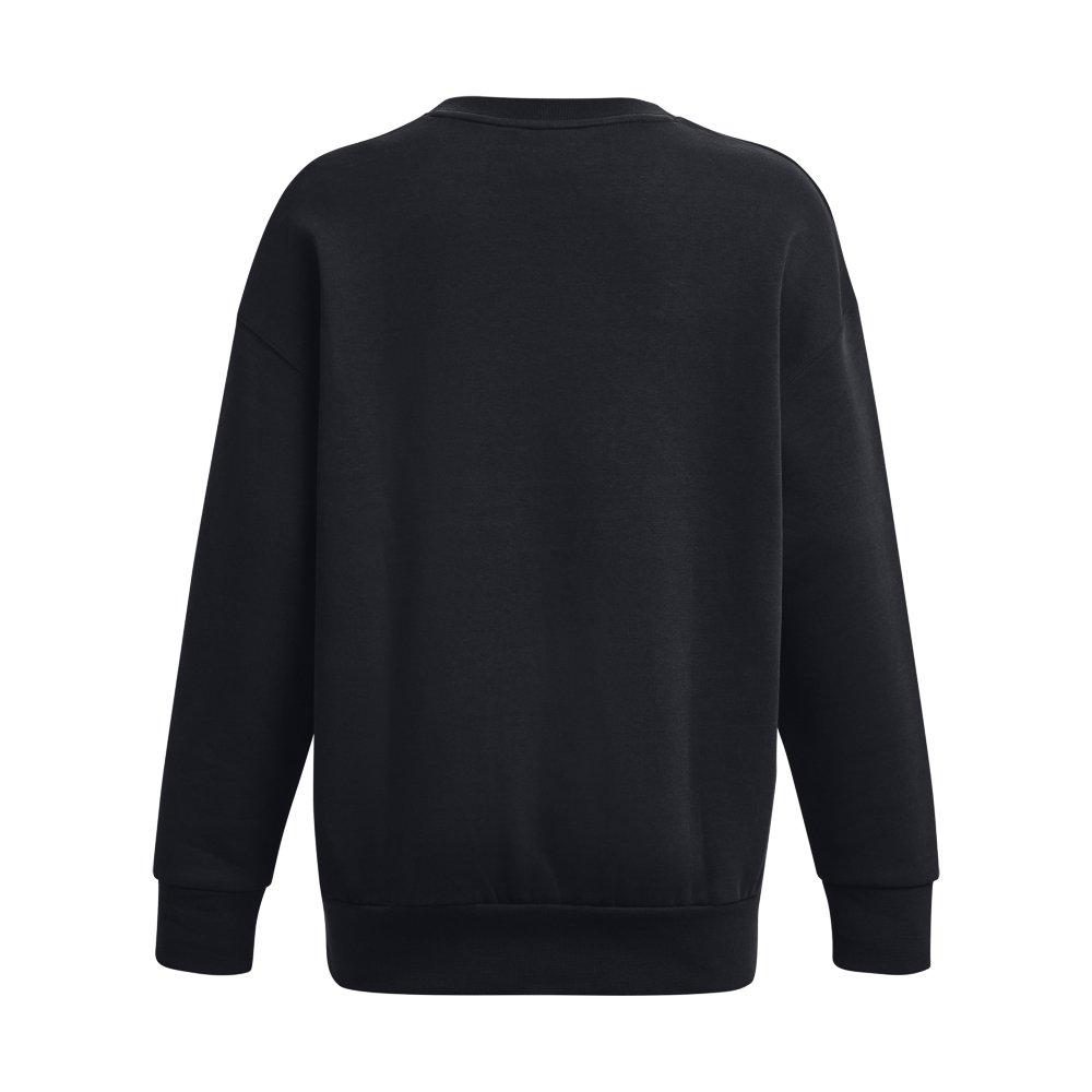 Under Armour Women's Essential Fleece Over-Sized Crew Sweatshirt - BLACK/WHITE Thumbnail View 6