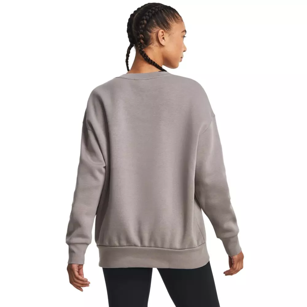 Under Armour Women's Essential Fleece Over-Sized Crew Sweatshirt - GREY/WHITE