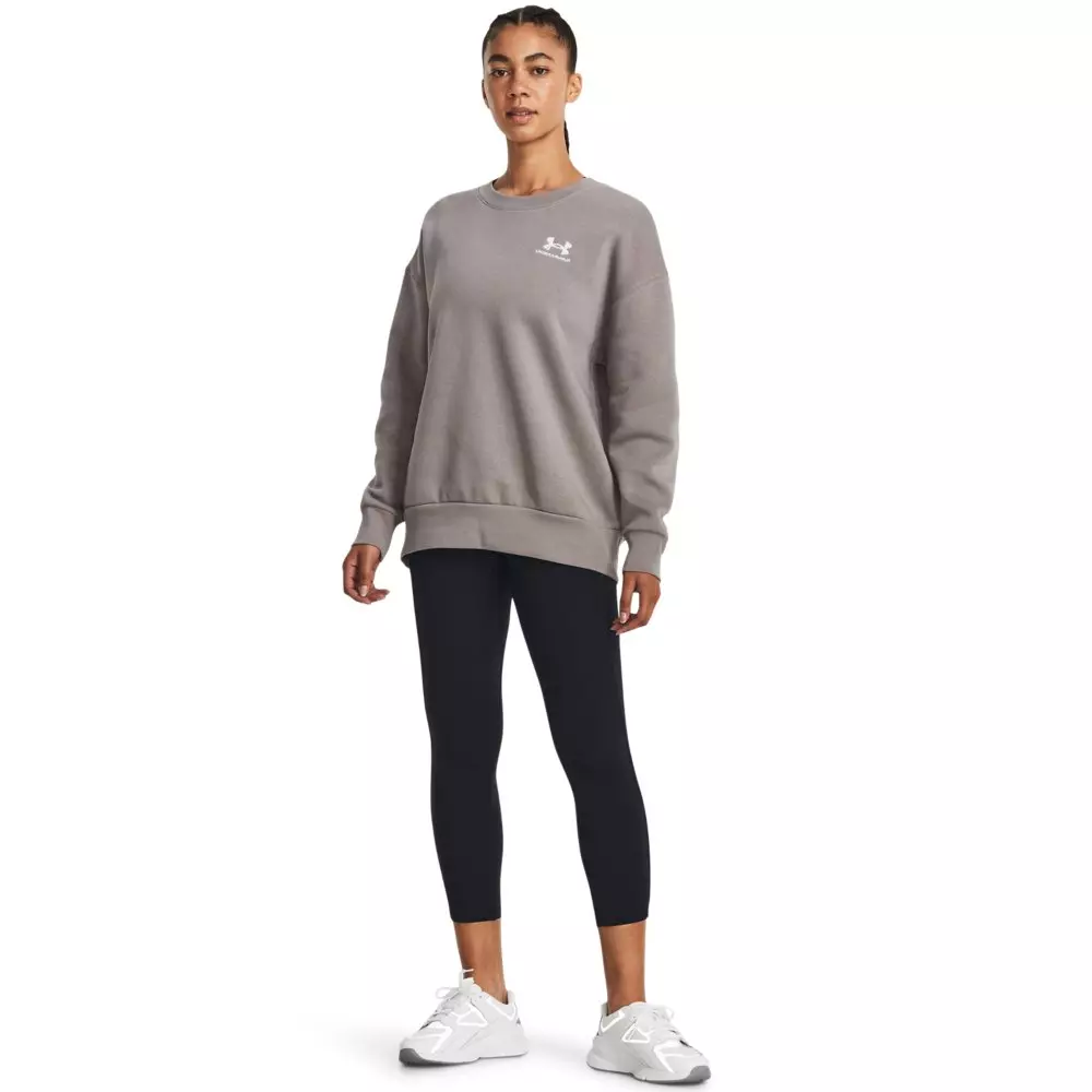 Under Armour Women's Essential Fleece Over-Sized Crew Sweatshirt - GREY/WHITE
