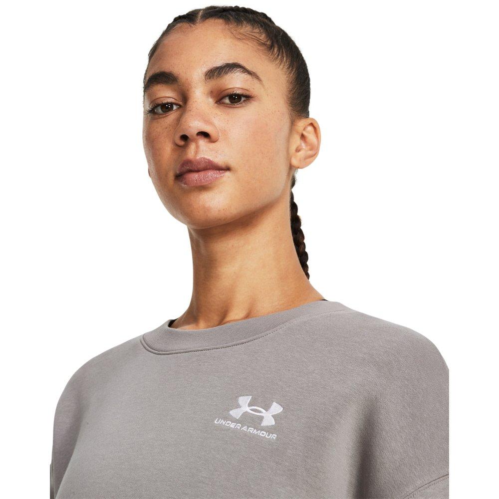Under Armour Women's Essential Fleece Over-Sized Crew Sweatshirt - GREY/WHITE Thumbnail View 4