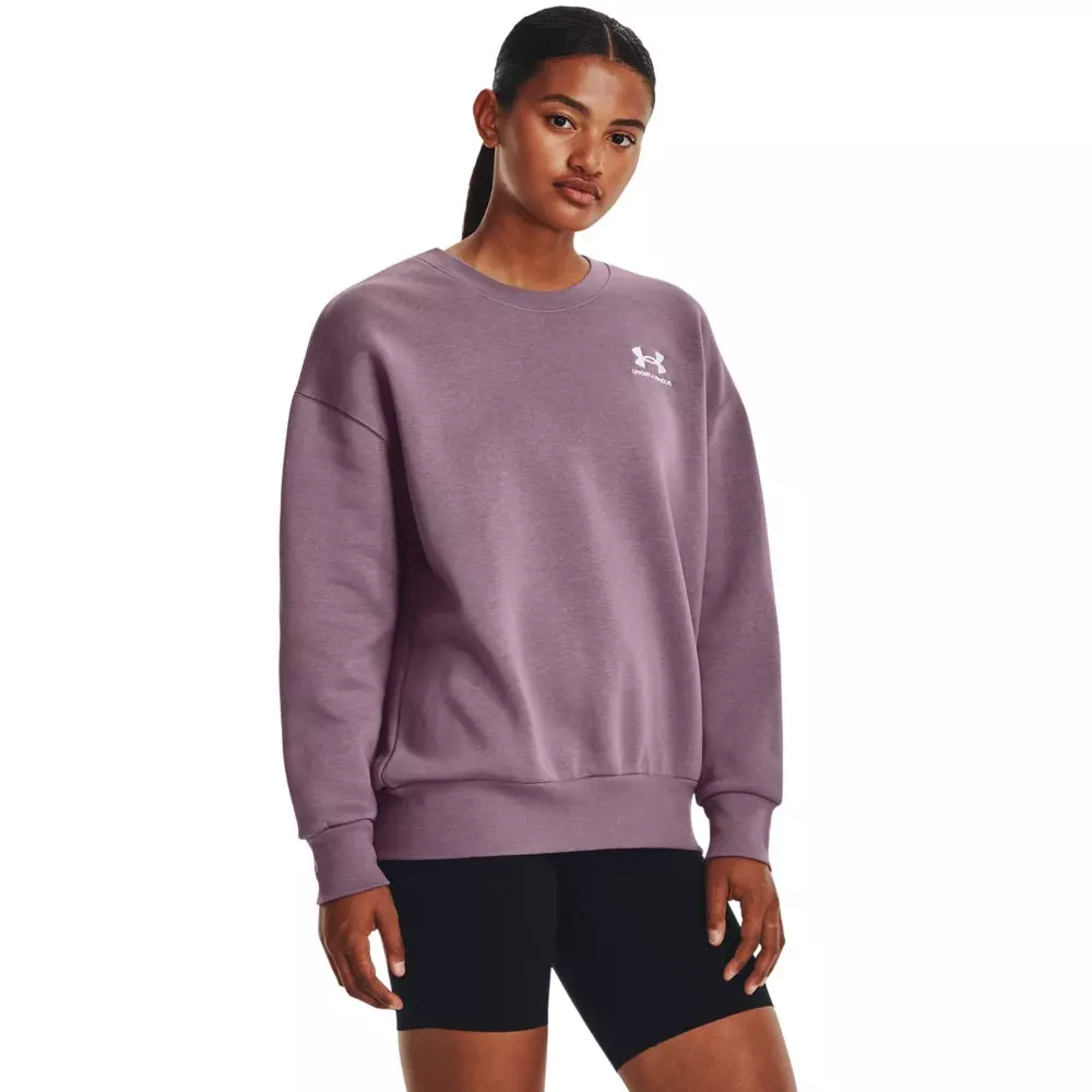 Under Armour Women's Essential Fleece Over-Sized Crew Sweatshirt - PURPLE/WHITE