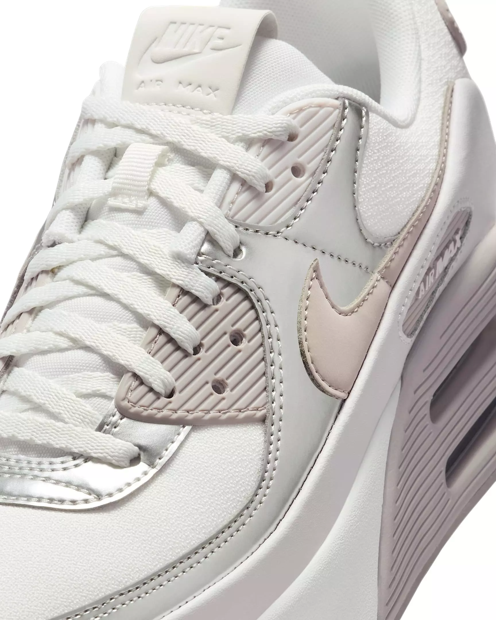 Nike Air Max 90 LV8 "Summit White/Vast Grey/Metallic Platinum/College Grey" Women's Shoe - WHITE/GREY/PLATINUM/GREY