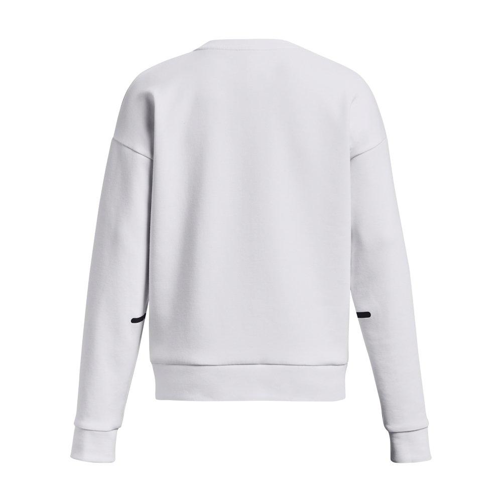 Under Armour Women's Unstoppable Fleece Crew Sweatshirt - WHITE/BLACK Thumbnail View 6
