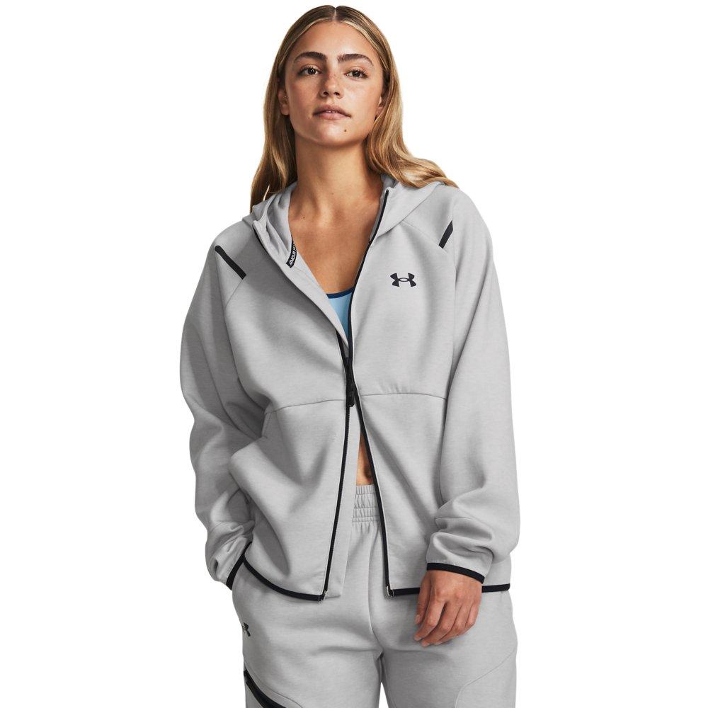 Under Armour Women's Unstoppable Fleece  Jacket - GREY/BLACK Thumbnail View 3