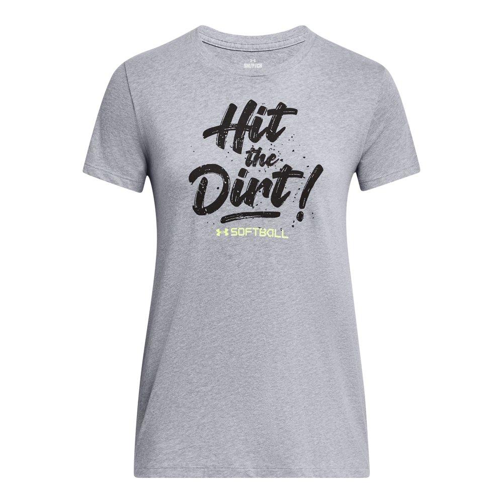 Under Armour Women's Softball Hit The Dirt Short Sleeve Tee- White/Black - GREY/BLACK Thumbnail View 5