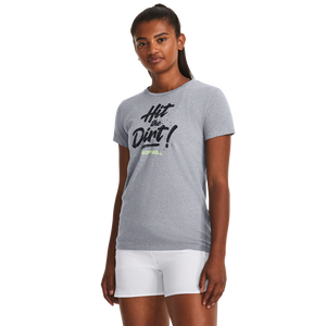 Under Armour Women's Softball Hit The Dirt Short Sleeve Tee- White/Black
