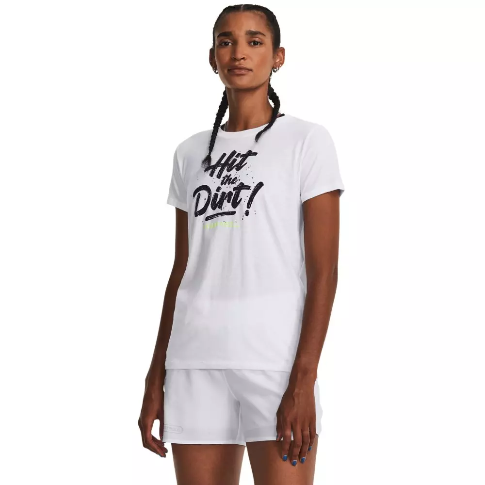 Under Armour Women's Softball Hit The Dirt Short Sleeve Tee- White/Black - WHITE/BLACK