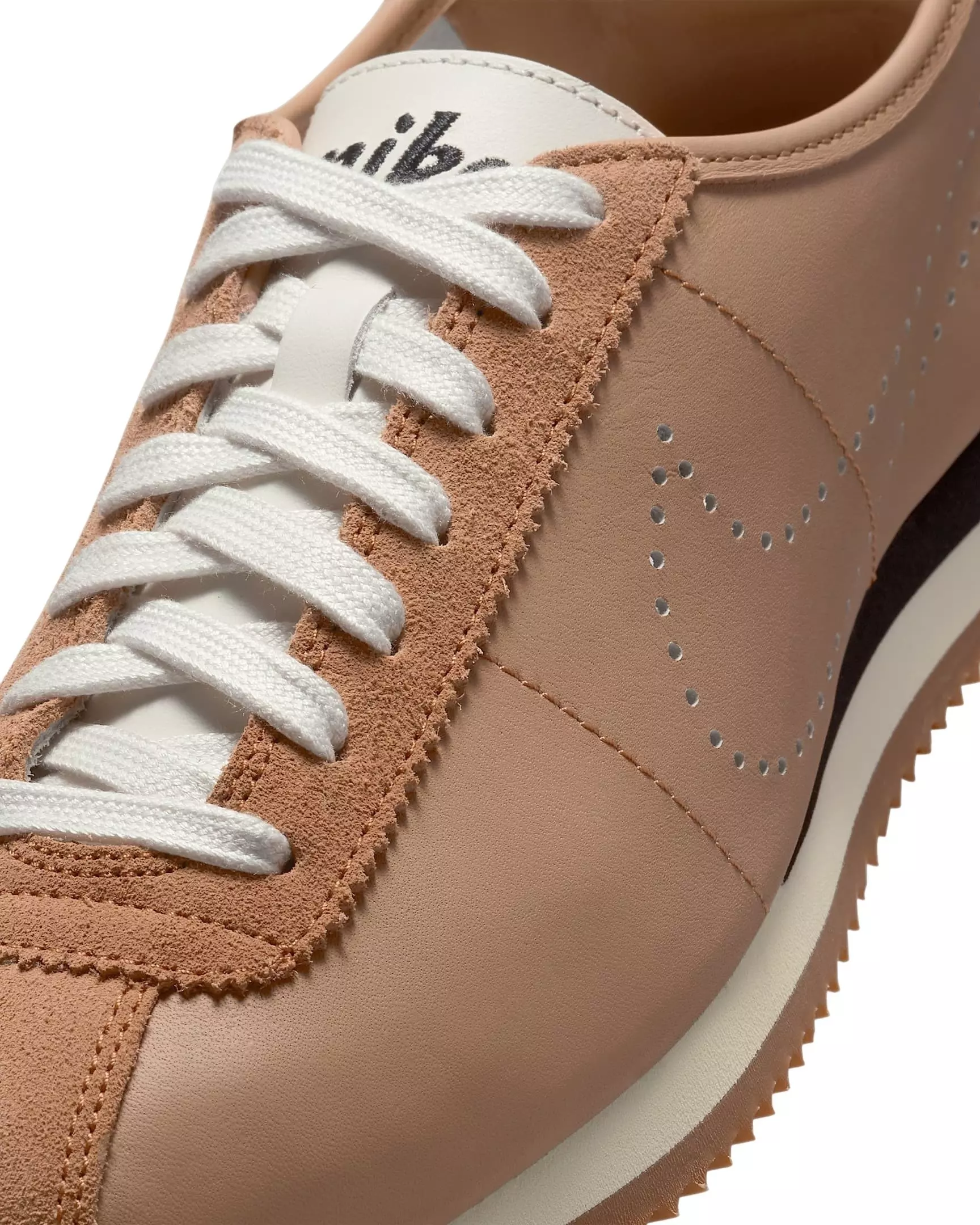 Nike Cortez Leather "Pale Shale/Sail/Gum Medium Brown/Black" Women's Shoe - SHALE/SAIL/MD BROWN/BLACK