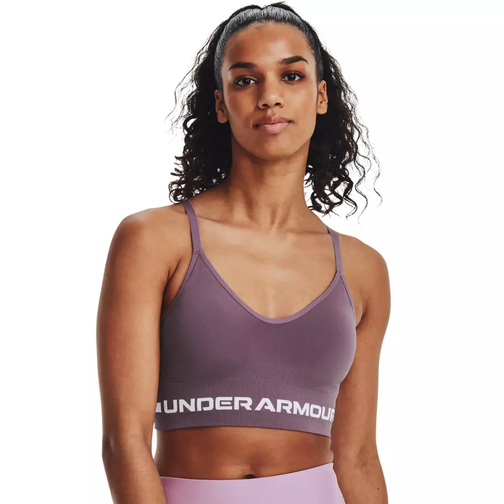 Under Armour Women's Seamless Low Impact Long Bra - PURPLE/WHITE