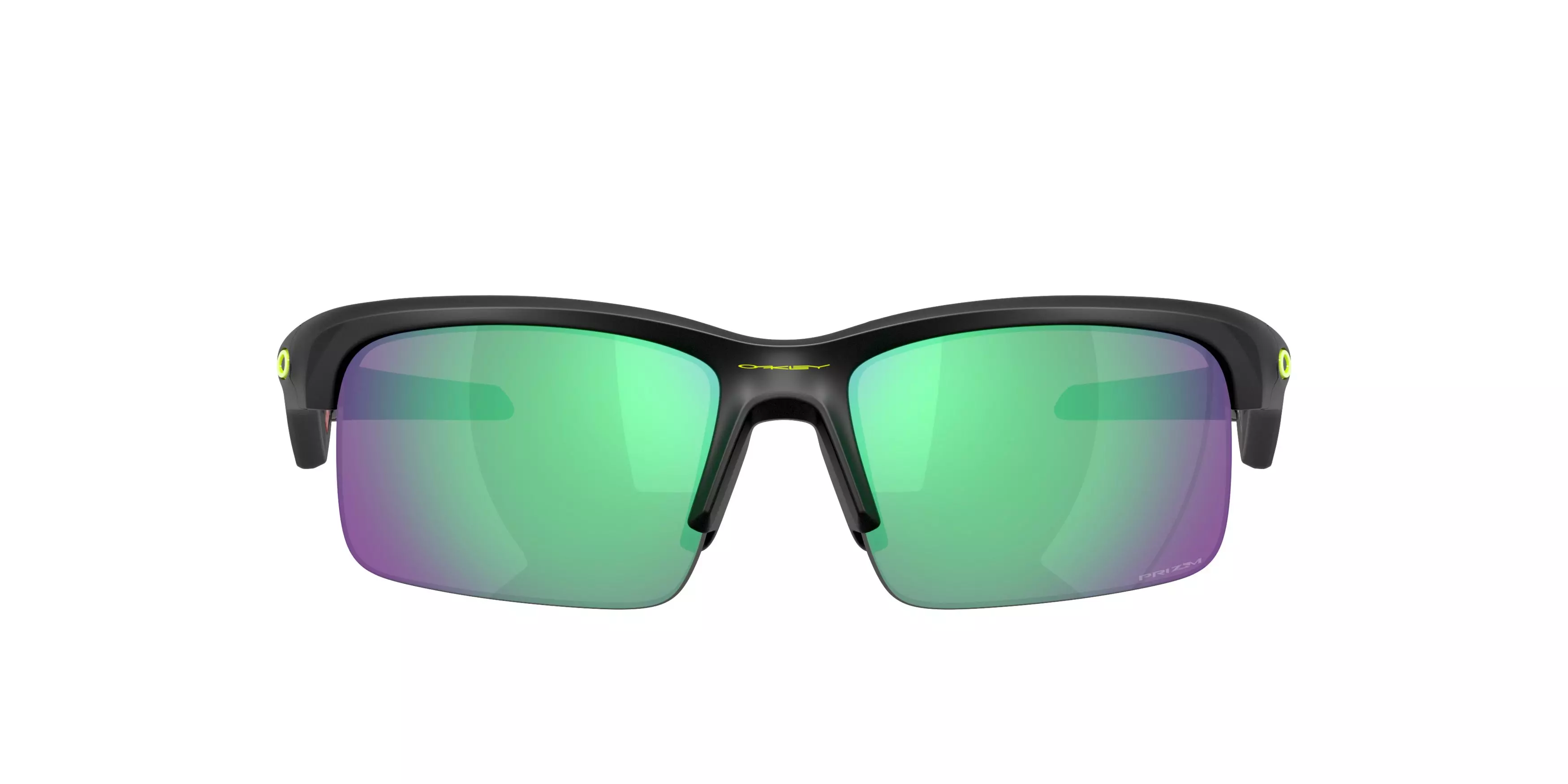 Oakley Capacitor Sunglasses (Youth Fit) - Prizm Road Jade Lenses and Matte Black Frame - BLACK/GREEN