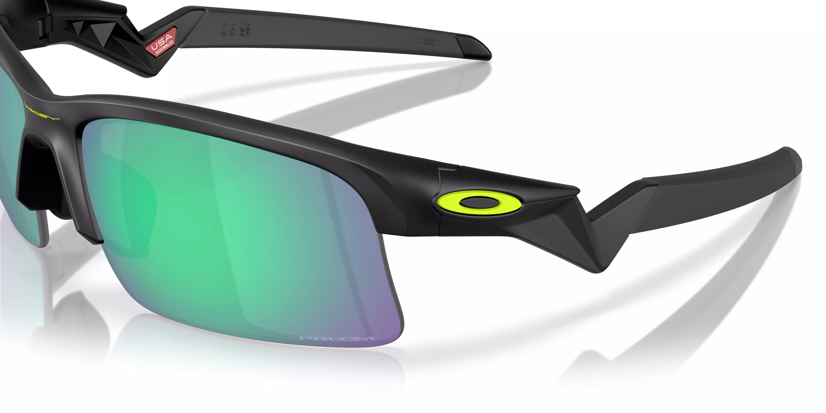 Oakley Capacitor Sunglasses (Youth Fit) - Prizm Road Jade Lenses and Matte Black Frame - BLACK/GREEN
