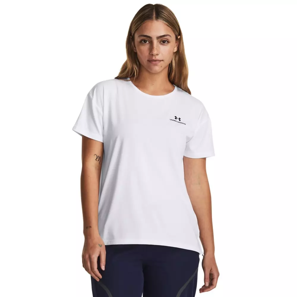 Under Armour Women's RUSH 2.0 Energy Short Sleeve Shirt - WHITE/BLACK