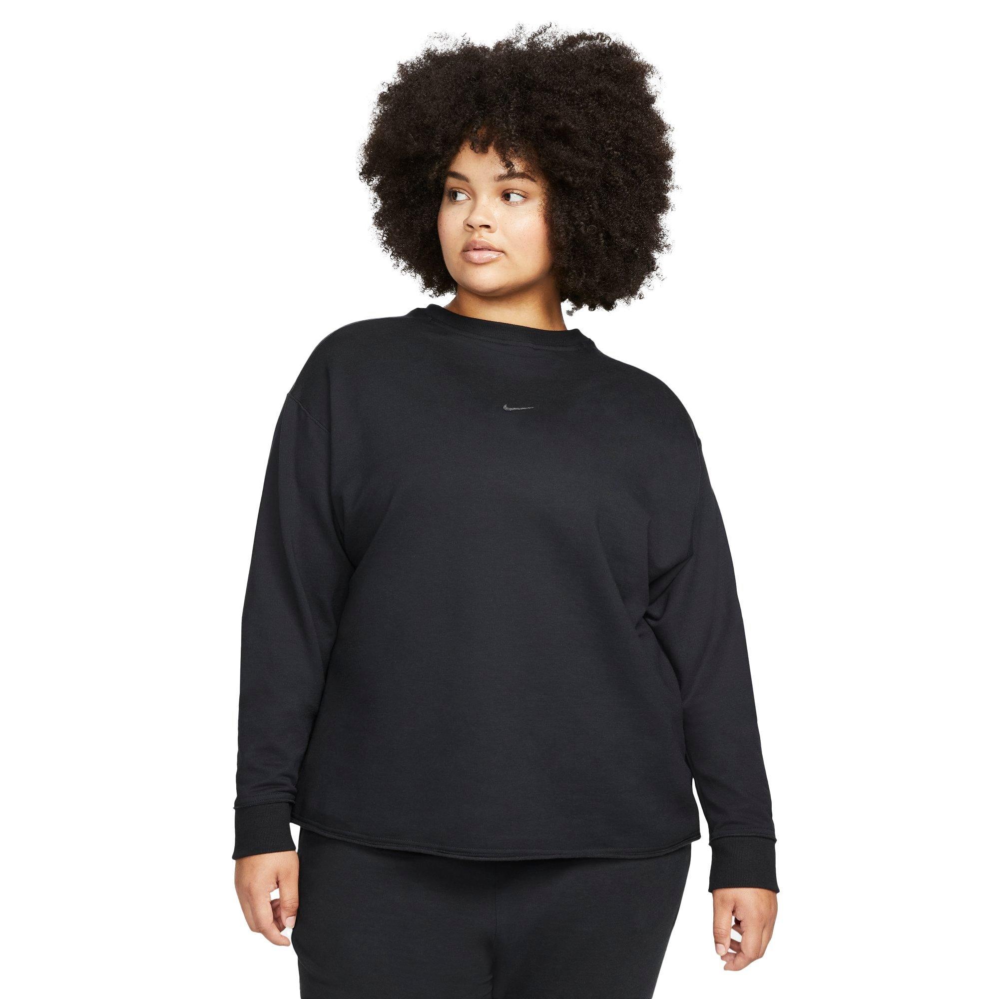 Nike Women's NY Luxe Fleece Crew Top - BLACK Thumbnail View 1
