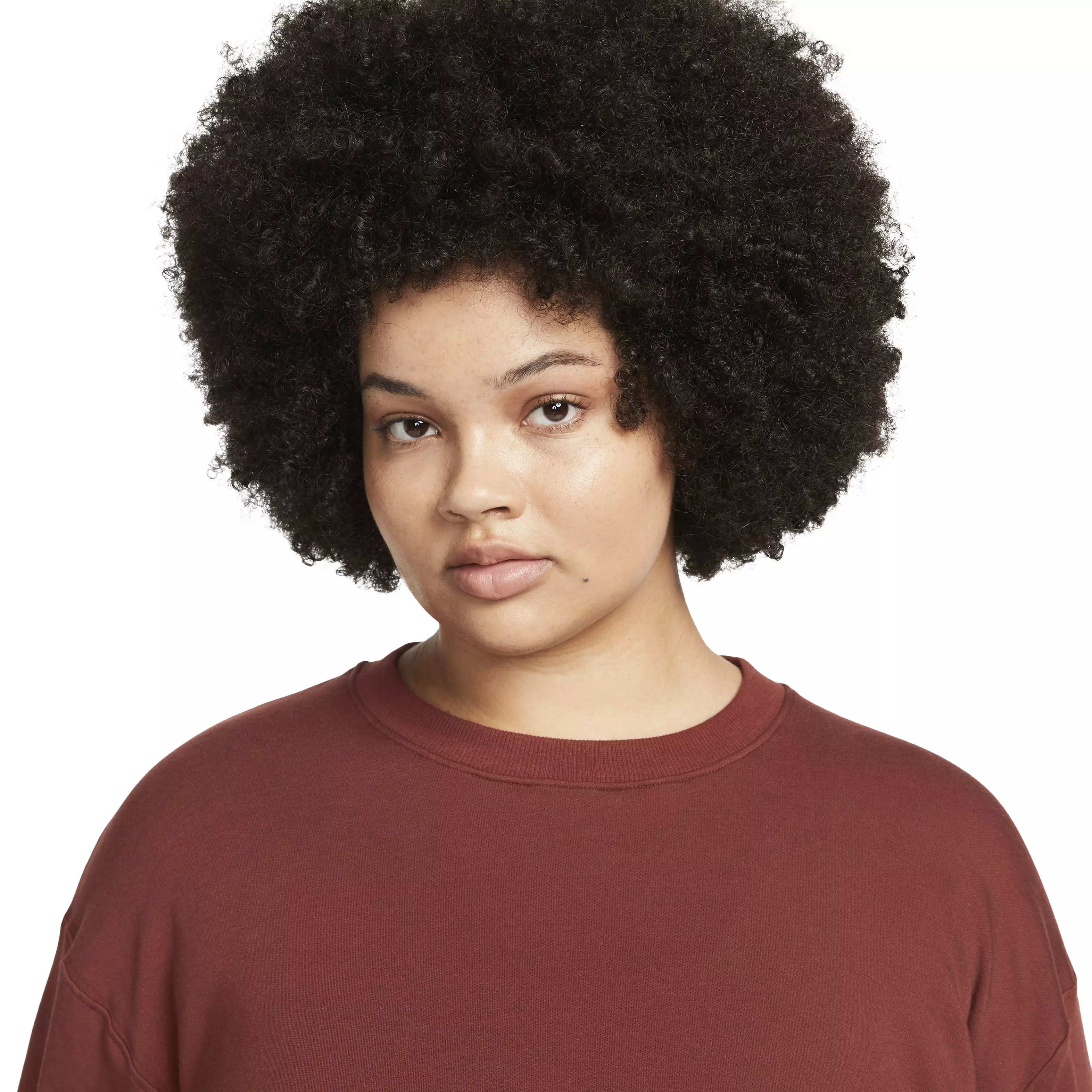 Nike Women's NY Luxe Fleece Crew Top - BROWN