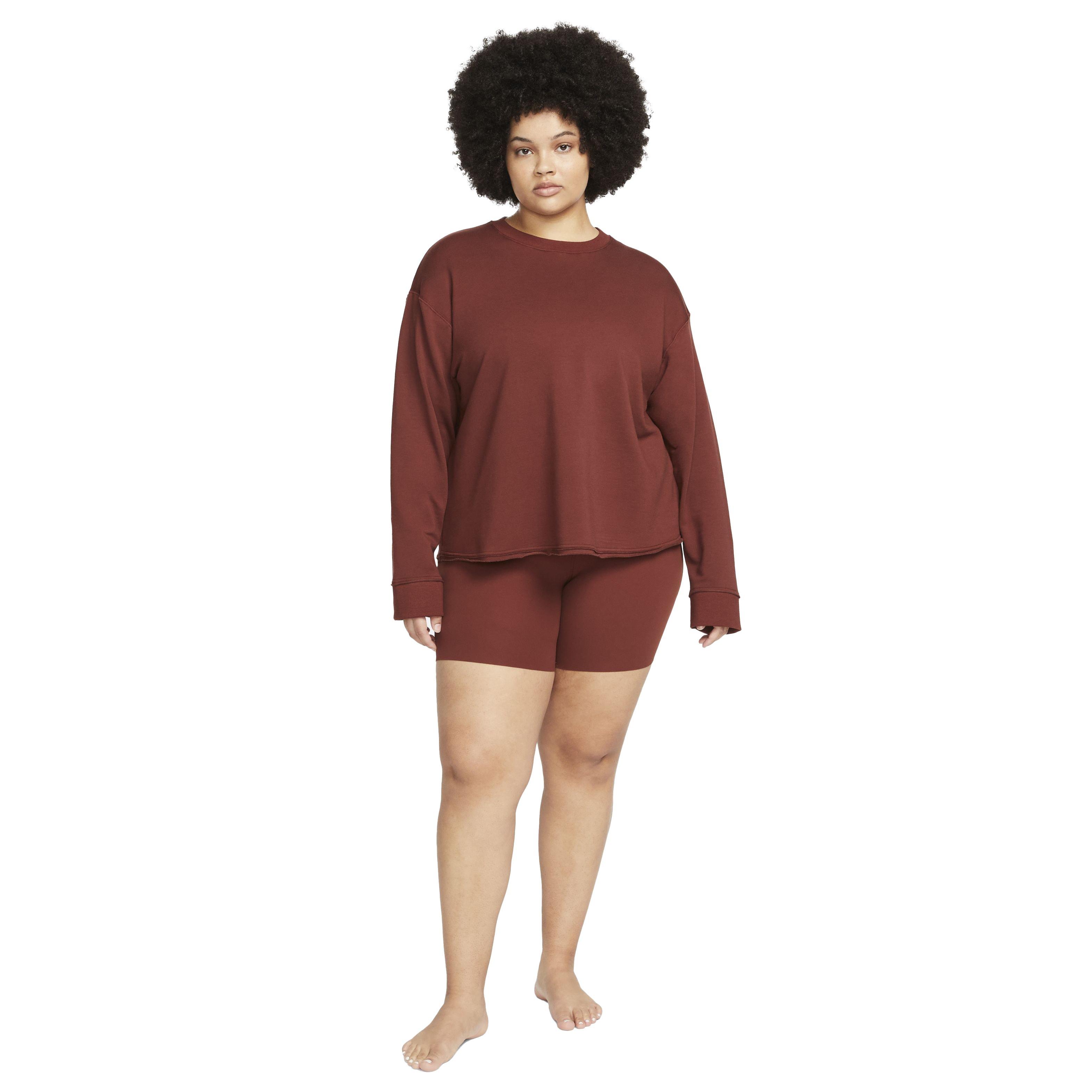 Nike Women's NY Luxe Fleece Crew Top - BROWN Thumbnail View 5