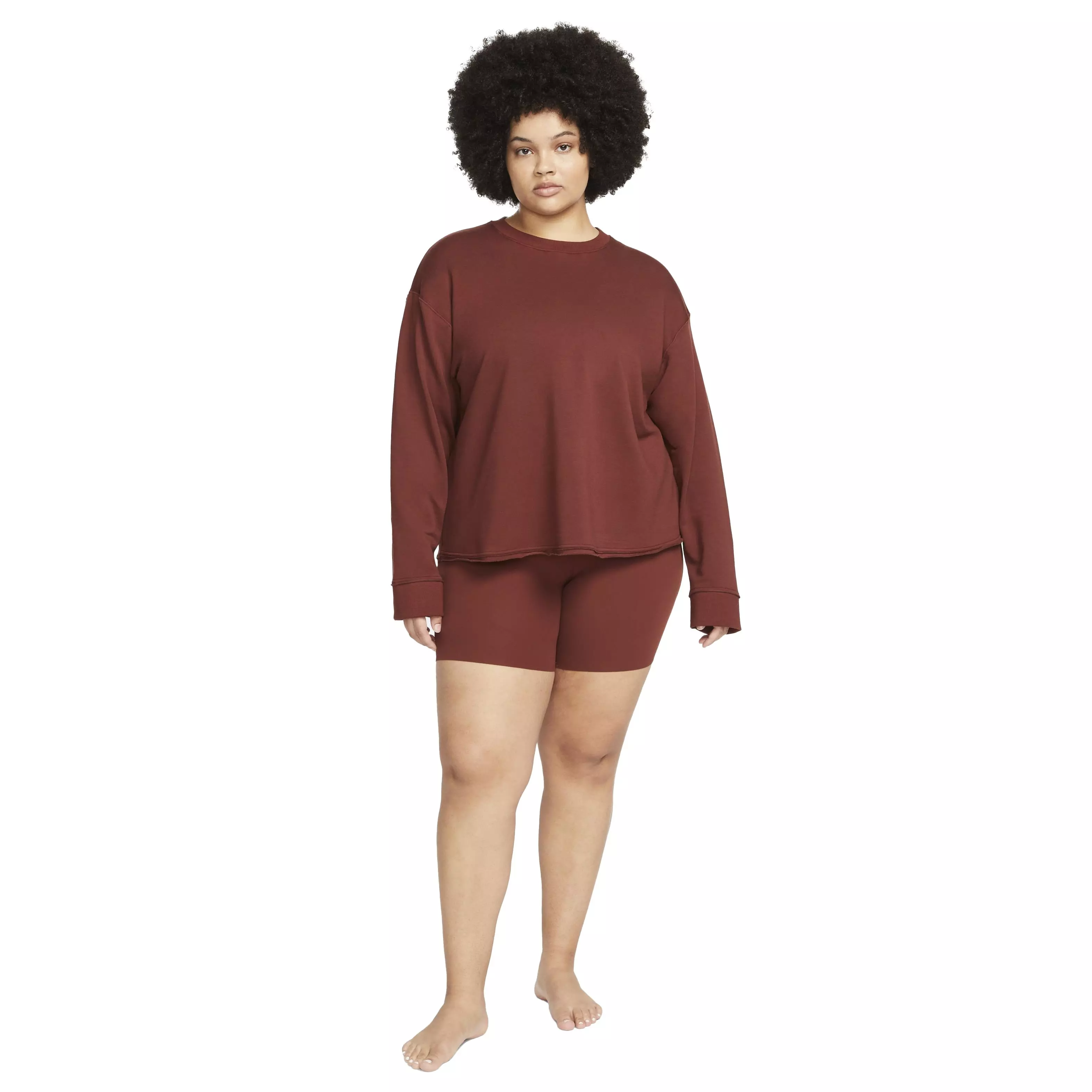 Nike Women's NY Luxe Fleece Crew Top - BROWN