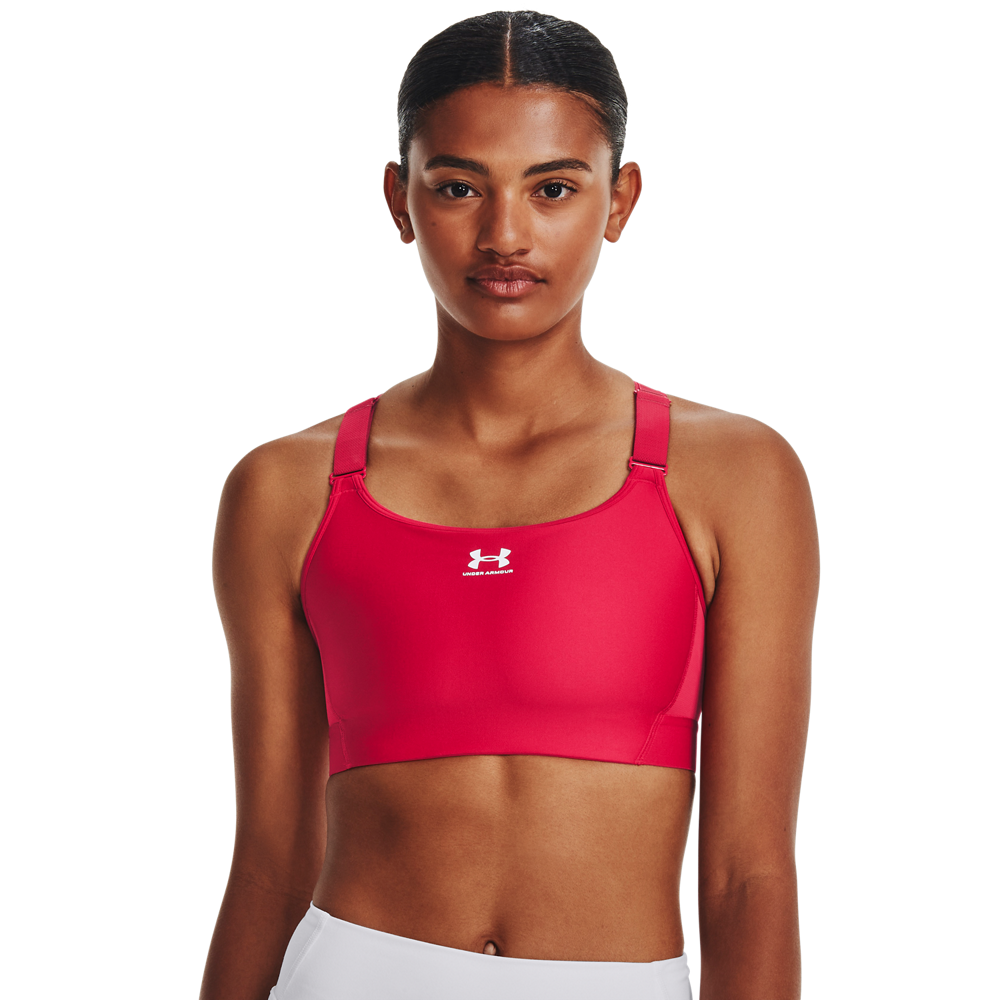 Under Armour Women's HeatGear High Support Sports Bra - RED/WHITE Thumbnail View 1