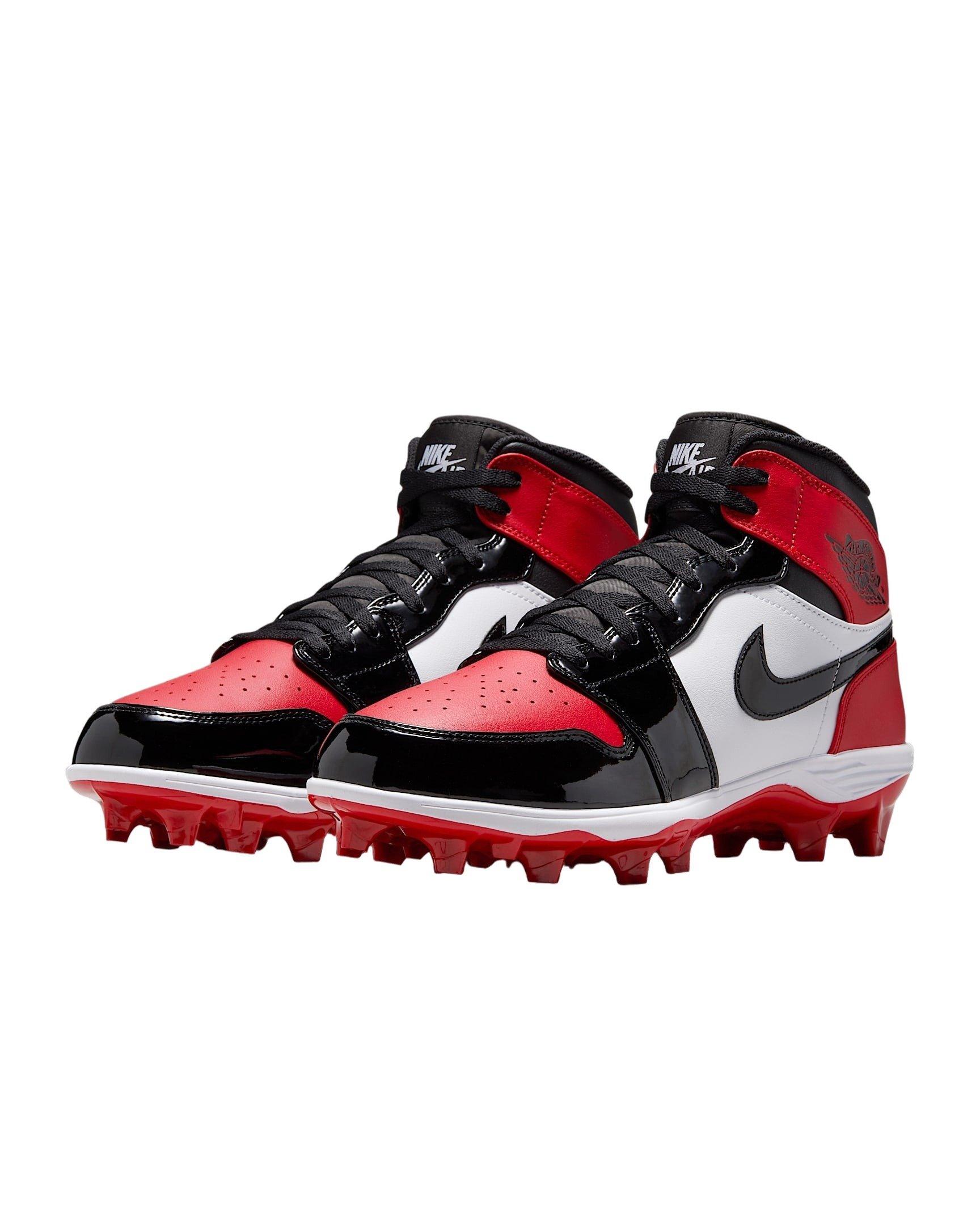 Jordan 1 Mid TD "Gym Red/White/Black" Men's Football Cleat - RED/WHITE/BLACK Thumbnail View 3