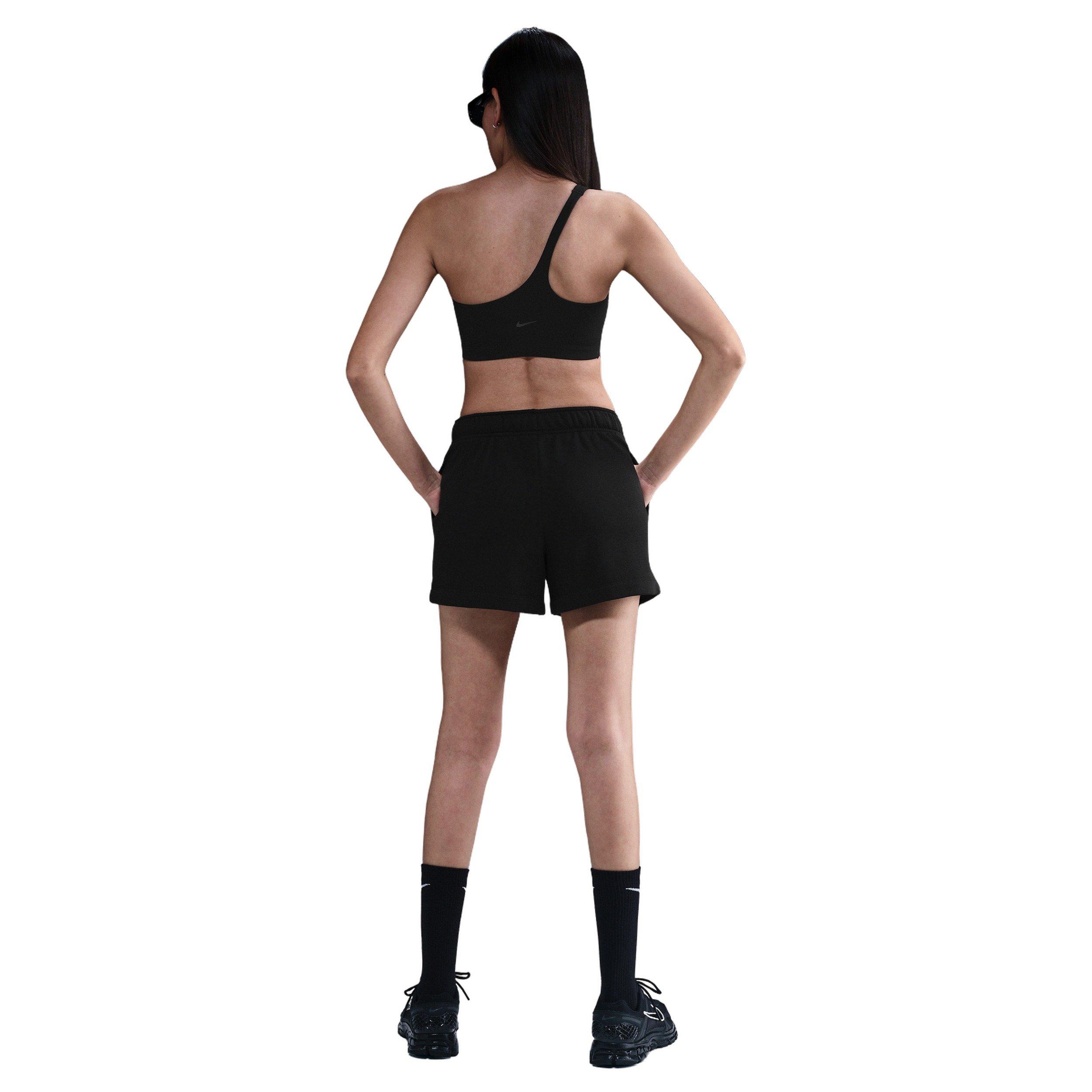 Nike Women's Sportswear Club Fleece Mid-Rise 4" Graphic Shorts -Black - BLACK Thumbnail View 2