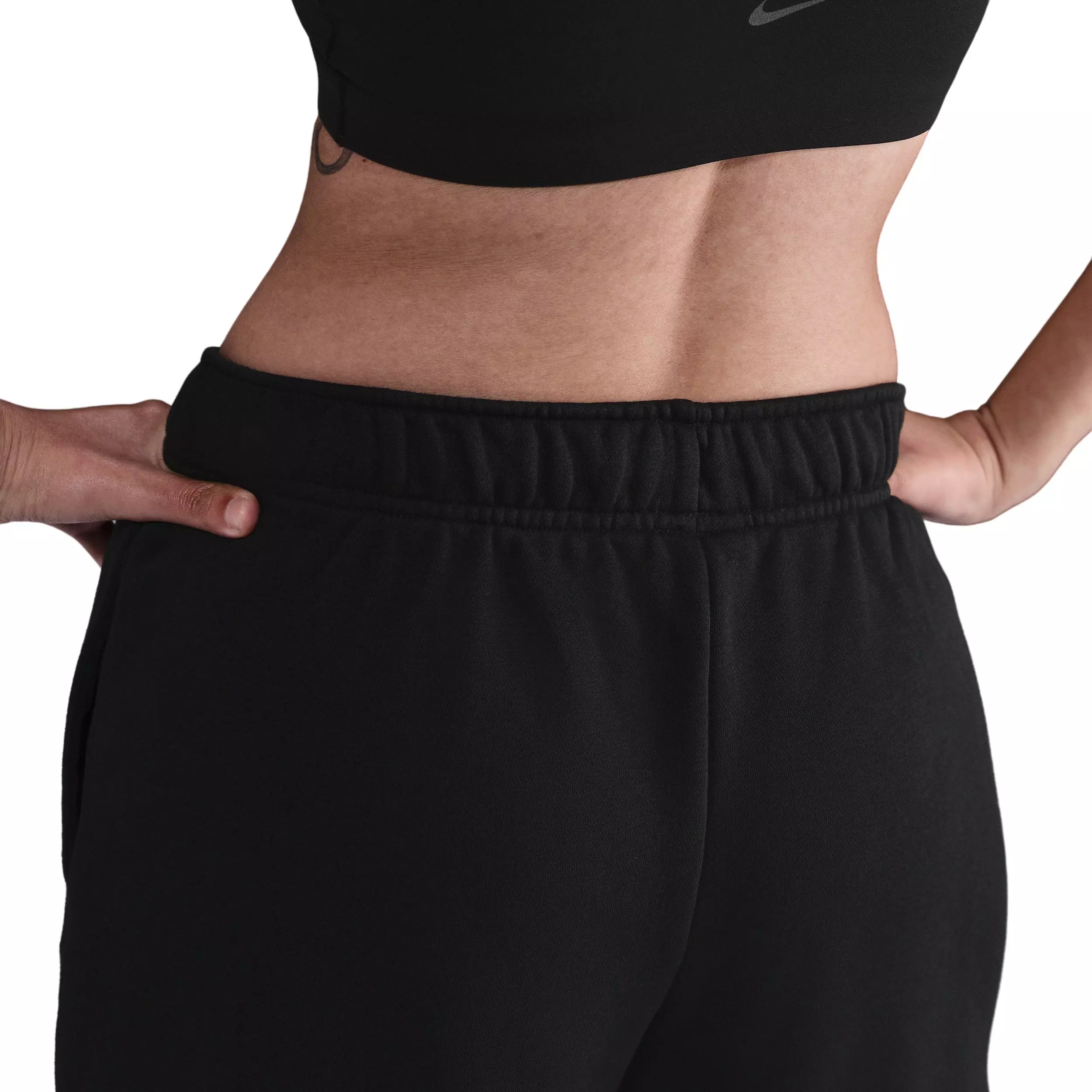 Nike Women's Sportswear Club Fleece Mid-Rise 4" Graphic Shorts -Black - BLACK