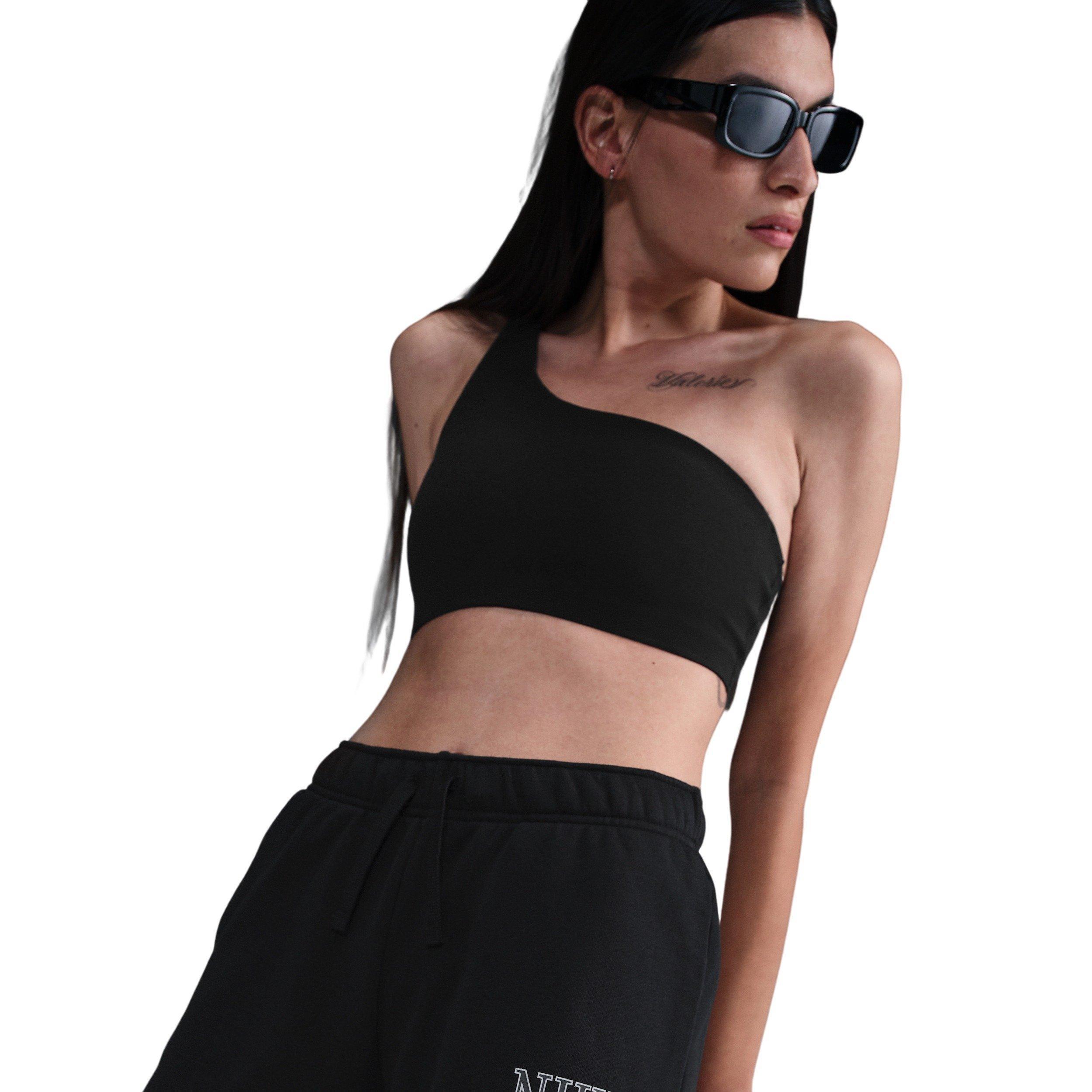 Nike Women's Sportswear Club Fleece Mid-Rise 4" Graphic Shorts -Black - BLACK Thumbnail View 5