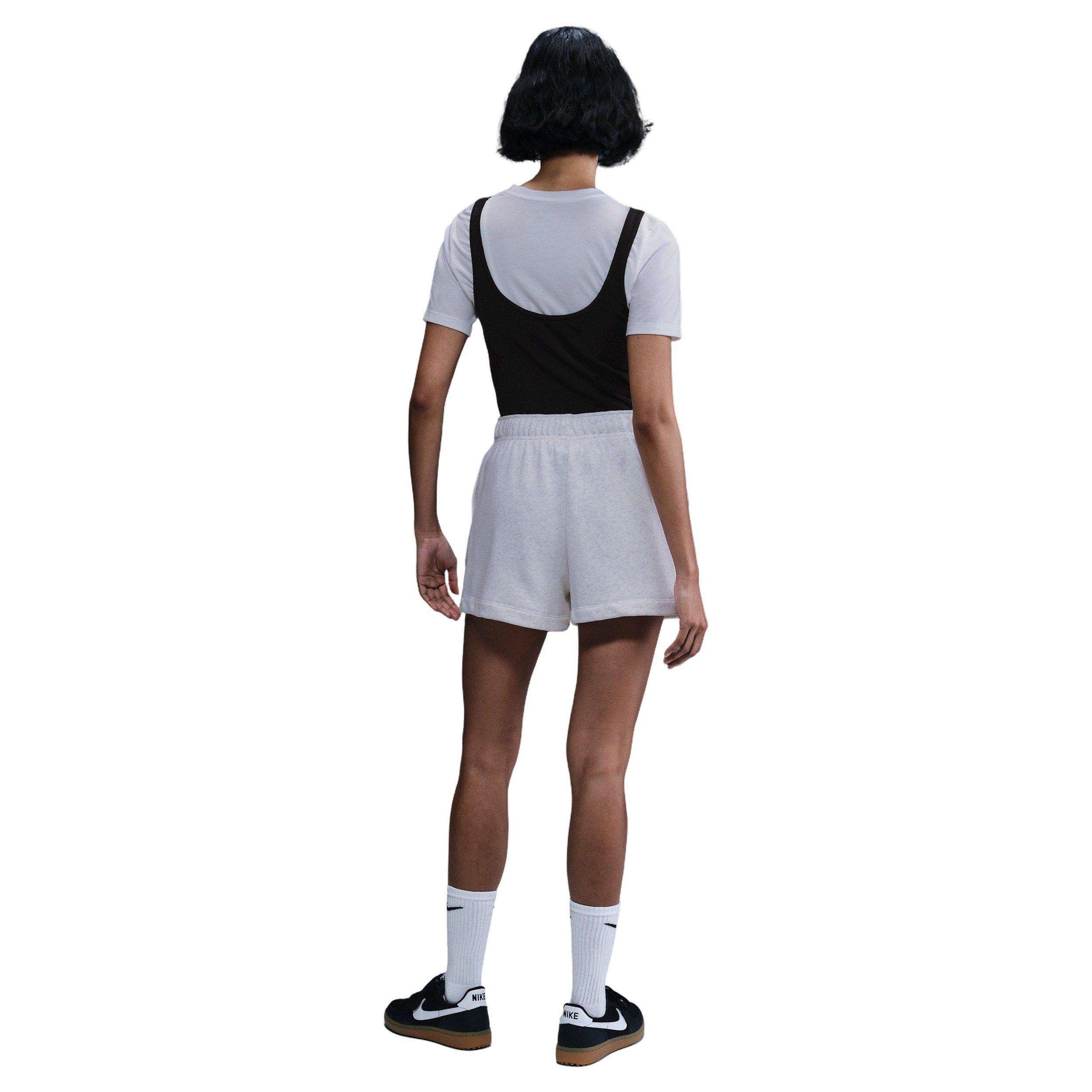 Nike Women's Sportswear Club Fleece Mid-Rise 4" Graphic Shorts -Birch Heather - BIRCH HEATHER Thumbnail View 4