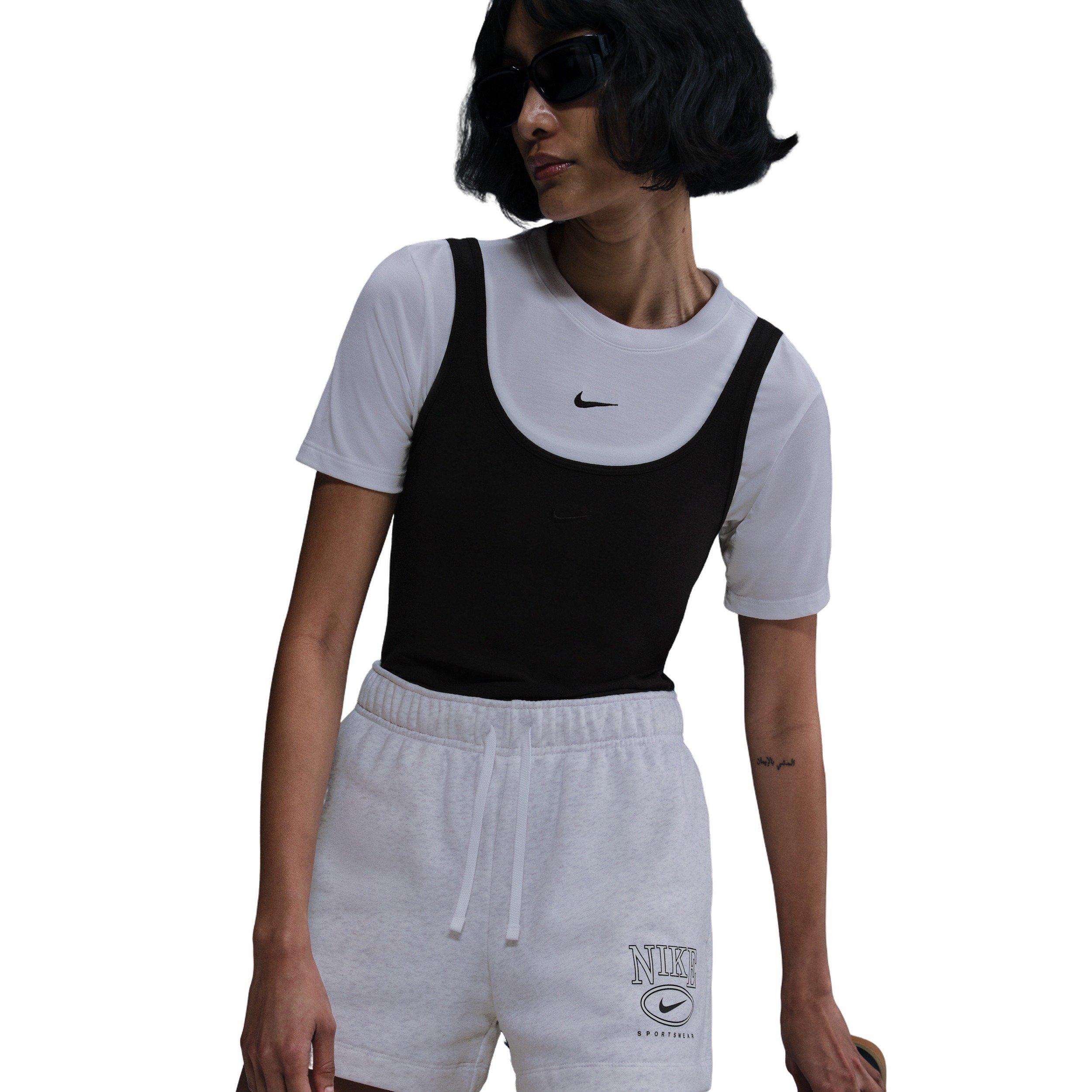 Nike Women's Sportswear Club Fleece Mid-Rise 4" Graphic Shorts -Birch Heather - BIRCH HEATHER Thumbnail View 5