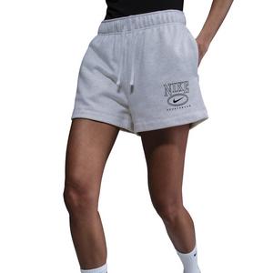 Nike Women's Sportswear Club Fleece Mid-Rise 4" Graphic Shorts -Birch Heather